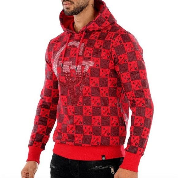Designer Red Black Sweater Hoodie George V Designer Brand From Paris Size US L / EU 52-54 / 3 - 2 Thumbnail