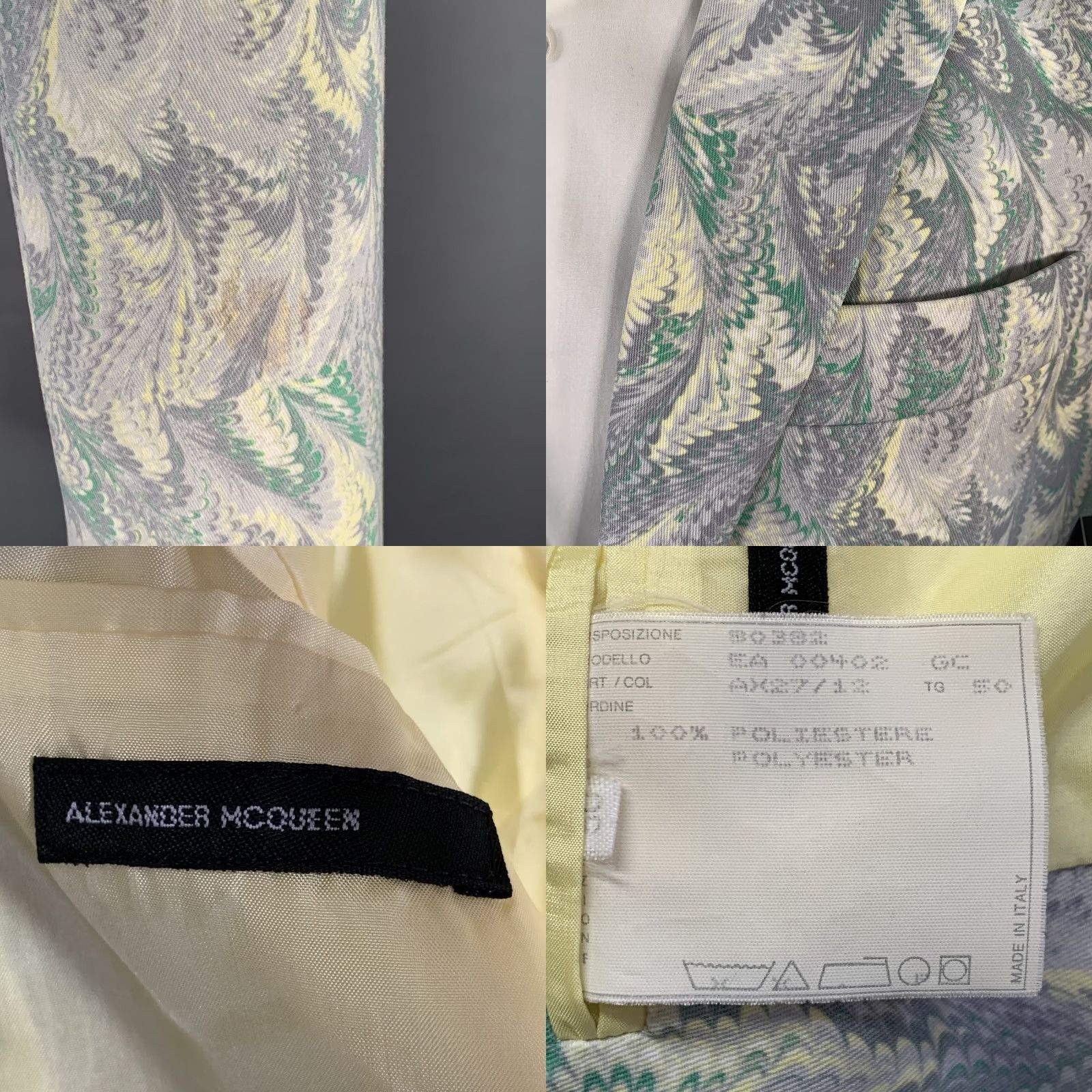 Alexander McQueen ALEXANDER MCQUEEN Vintage Size 40 Grey Green Print Notch Lapel Sport Coat Mens Jacket Size US XXS / EU 40 - 8 Thumbnail