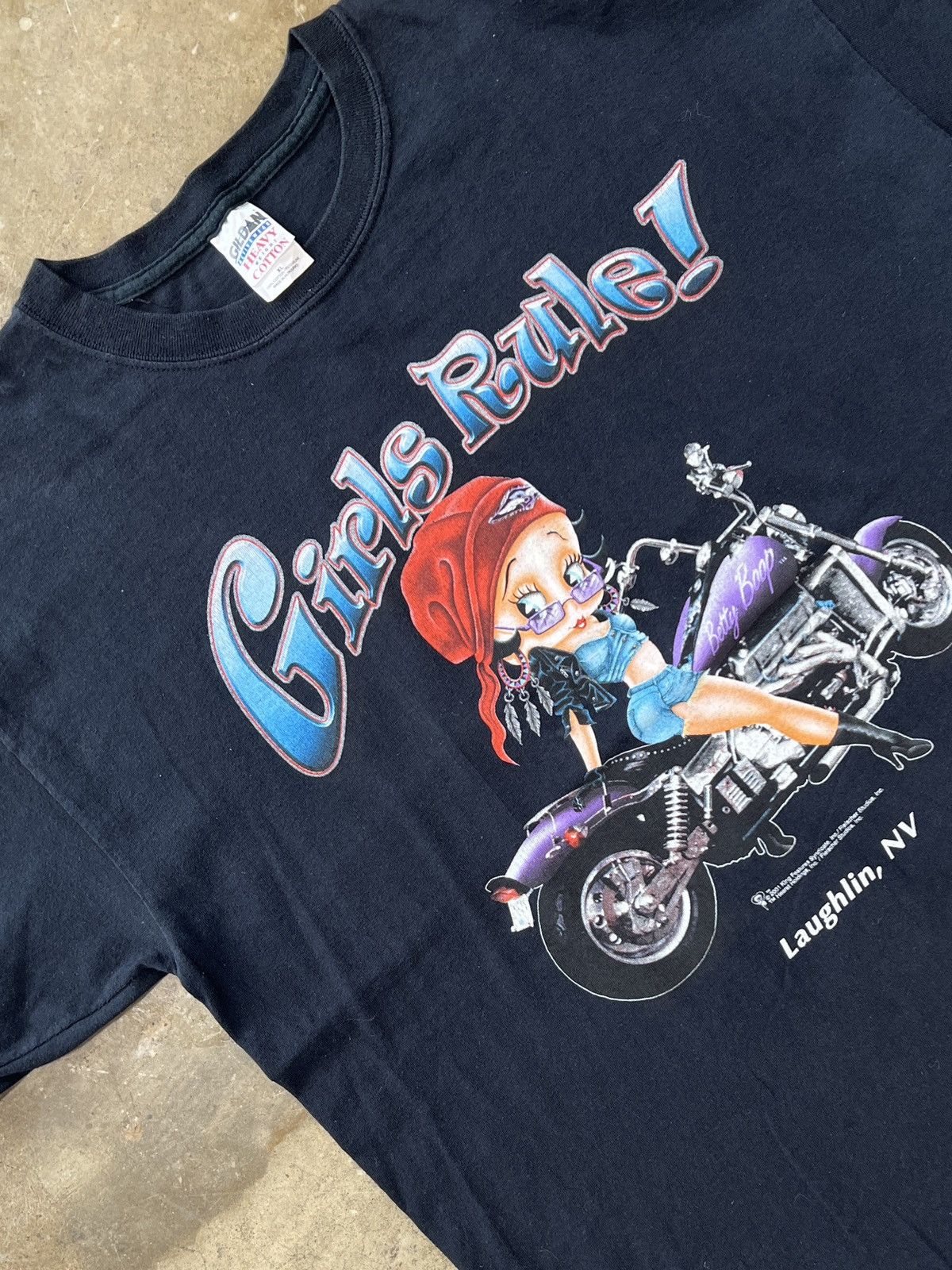 Vintage Vintage 2001 Betty Boop Biker Motorcycle Girls Rule Tee XL Size US XL / EU 56 / 4 - 1 Thumbnail