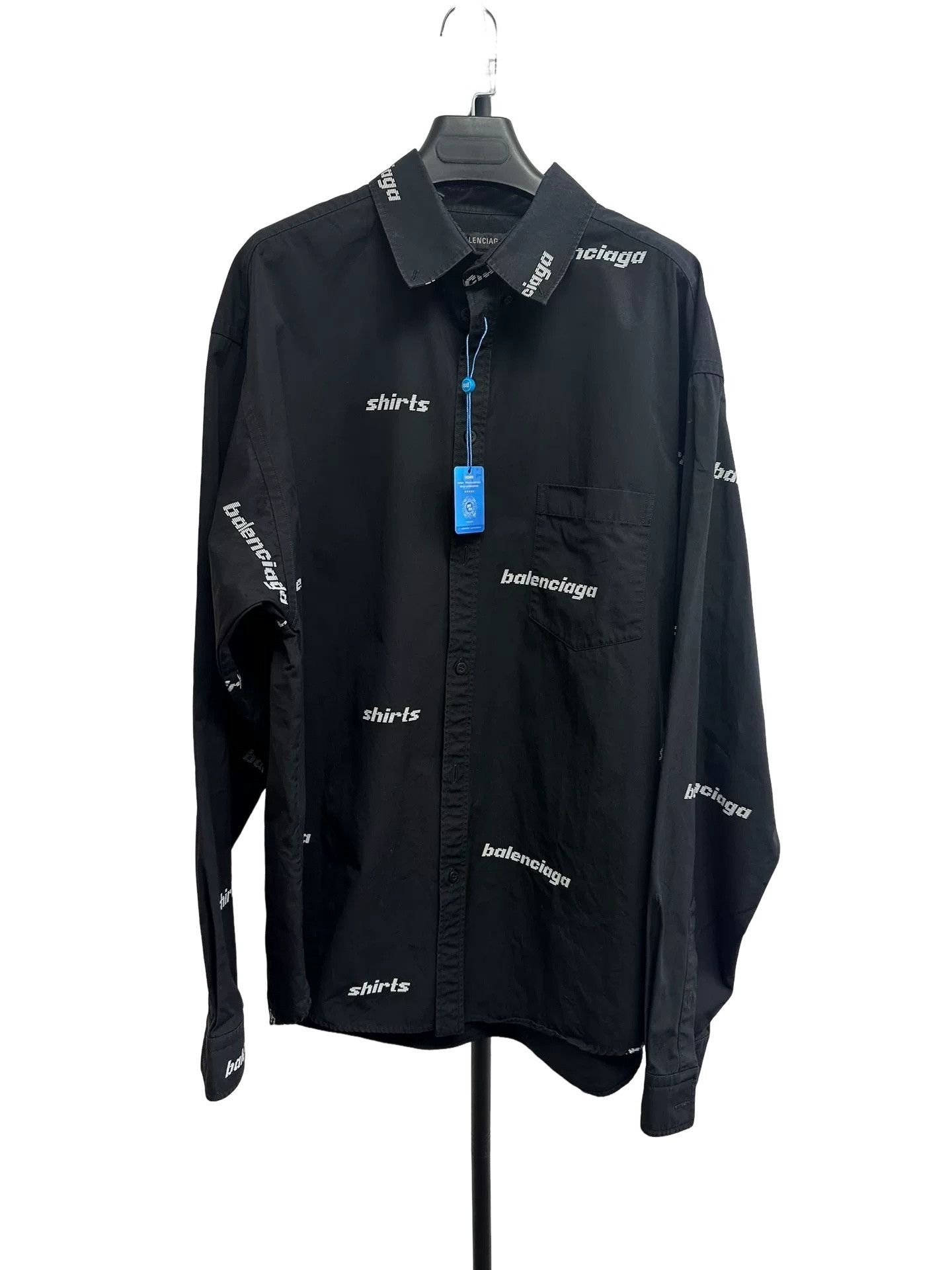 Balenciaga Balenciaga All-Over Logo Print Shirt Size 39 Size US M / EU 48-50 / 2 - 1 Thumbnail