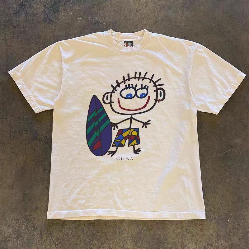 Vintage White casual retro beach boy print t-shirt Size US M / EU 48-50 / 2 - 1 Thumbnail