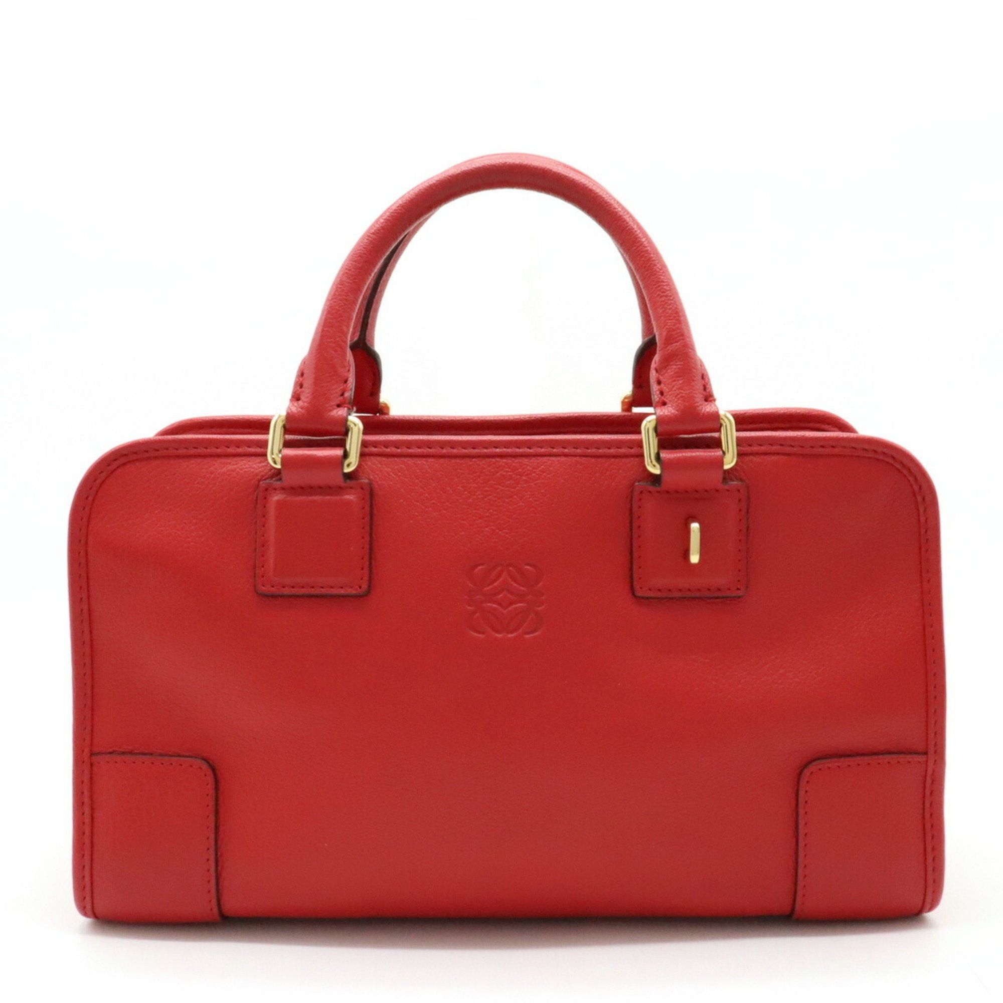 image of Loewe Amazona 28 Anagram Handbag Boston Bag Leather Red 352.35.a03, Women's