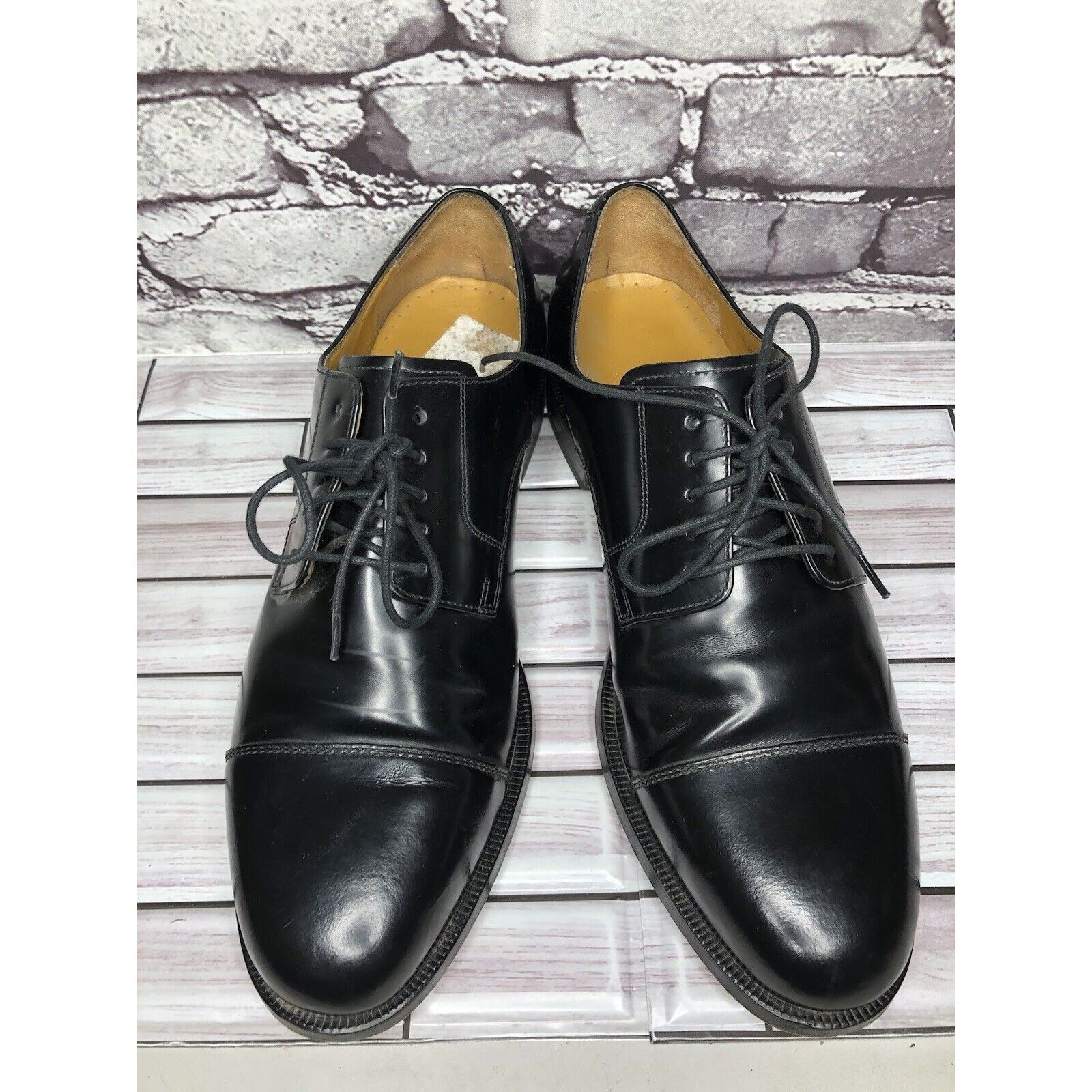 Cole Haan Cole Haan Air Black Leather Cap Toe Oxfords Lace Up Dress Sh Size US 11 / EU 44 - 2 Thumbnail