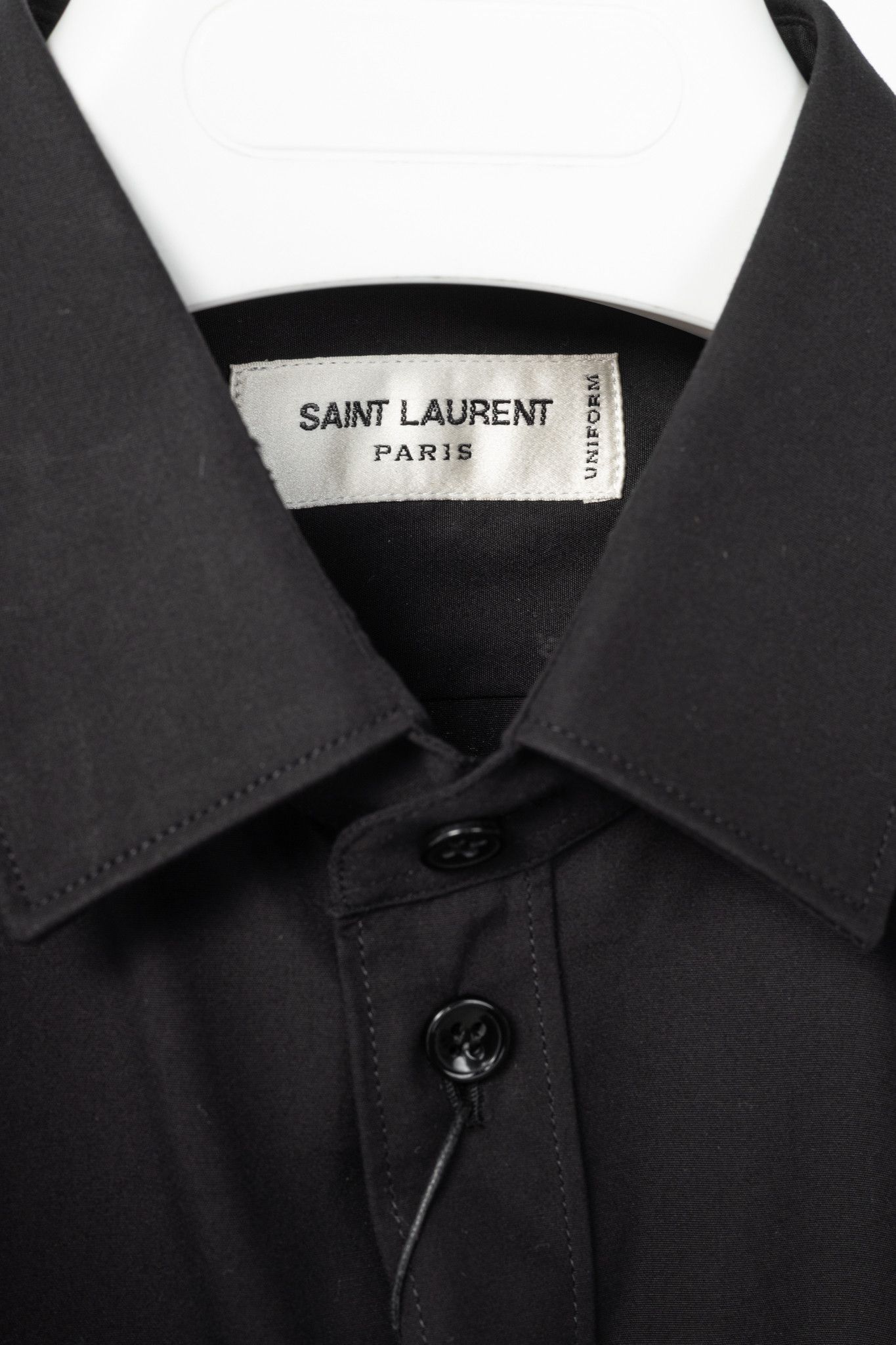 Saint Laurent Paris Saint Laurent Black Cotton-Poplin Buttoned Shirt Size S / US 4 / IT 40 - 4 Thumbnail