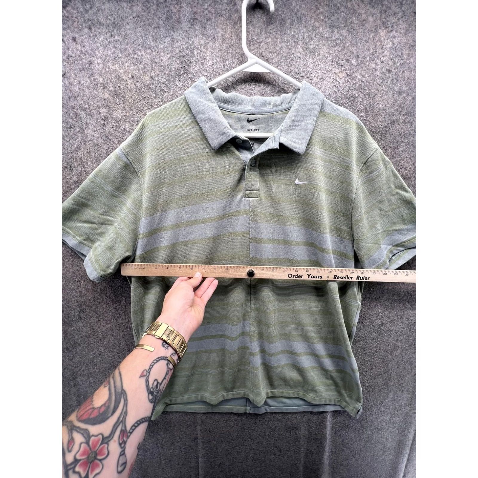 Nike Nike Dri-FIT Polo Shirt Mens XL Green Stripe Golf Short Sleeve Shirt Size US XL / EU 56 / 4 - 6 Thumbnail
