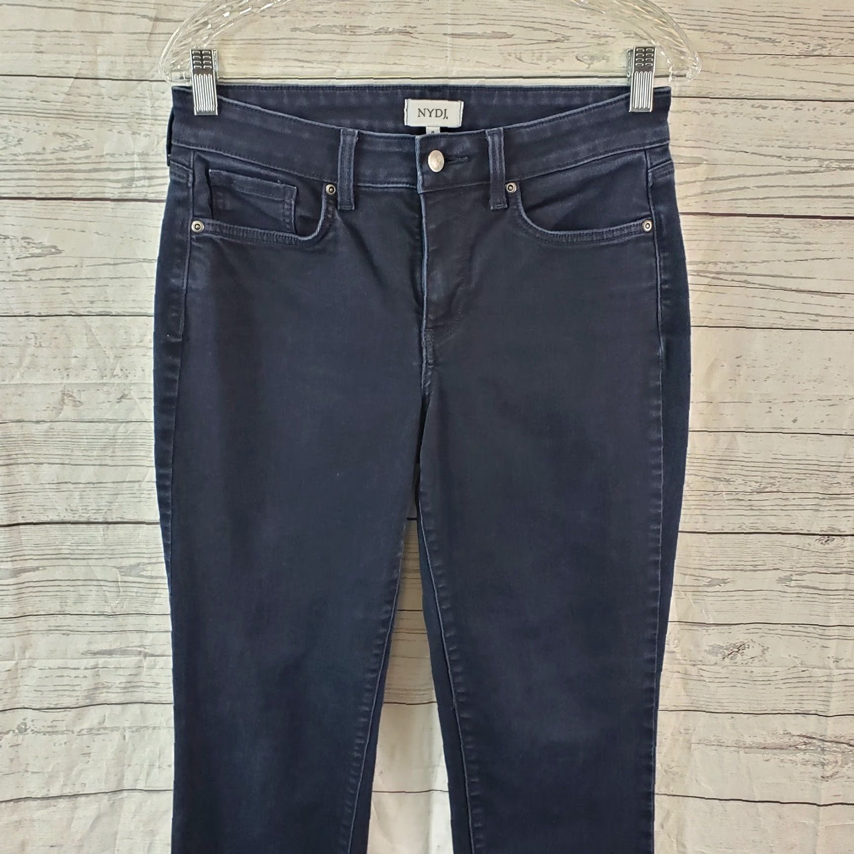 NYDJ NYDJ Womens Straight Jeans Sz 8 Blue Dark Wash Mid Rise Vintage No 30.5in Inseam Womens Jeans Size 30" / US 8 / IT 44 - 2 Thumbnail