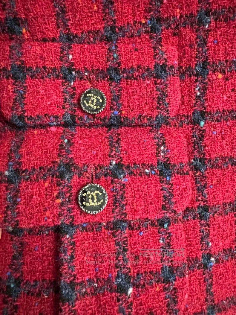 Chanel Chanel 22K red and black plaid colour dot jacket Size XXS / US 00 / IT 34 - 6 Thumbnail