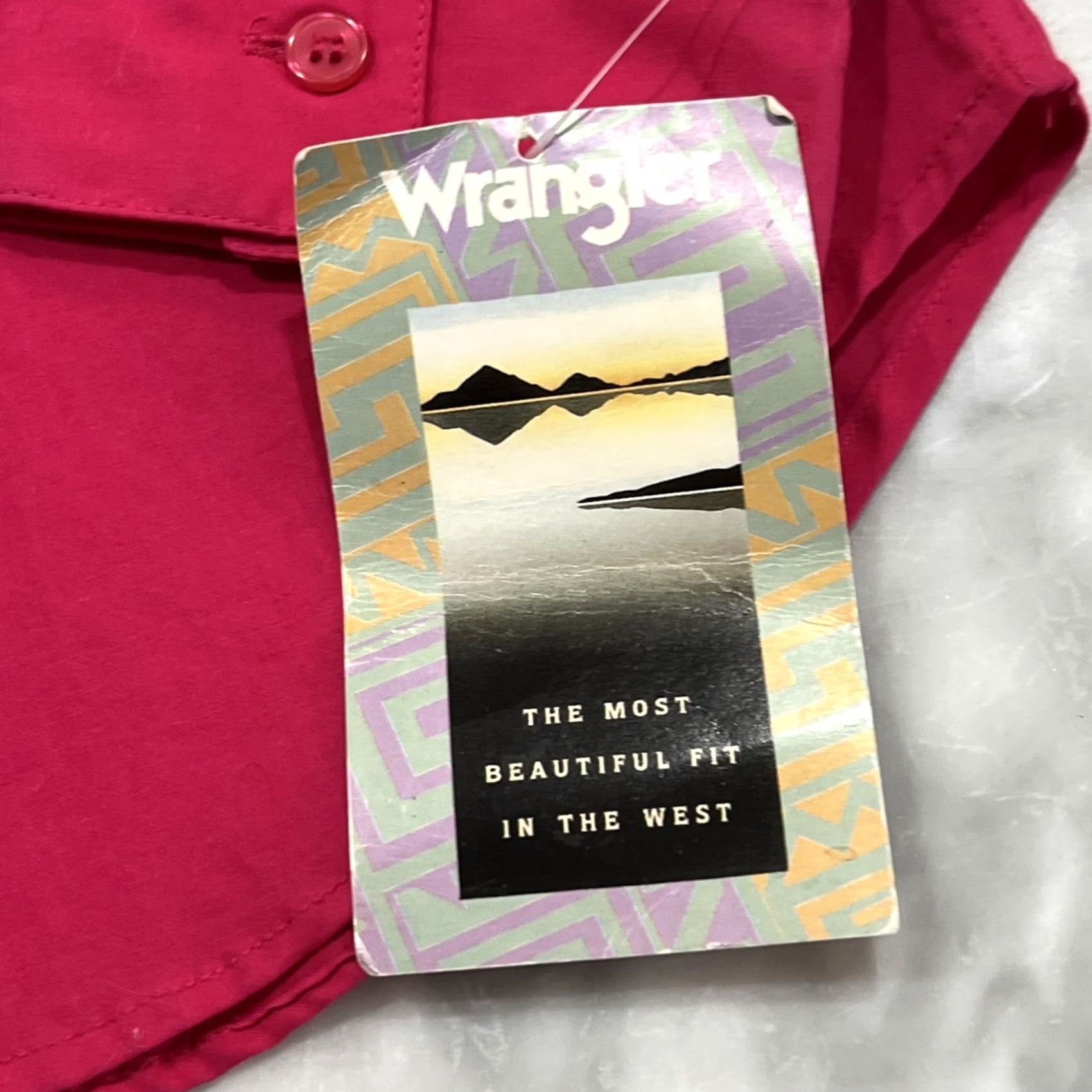 Wrangler VINTAGE Wrangler Western Shirt Women’s M Fuchsia Pink Long Sleeve Embroidery NWT Size M / US 6-8 / IT 42-44 - 6 Thumbnail