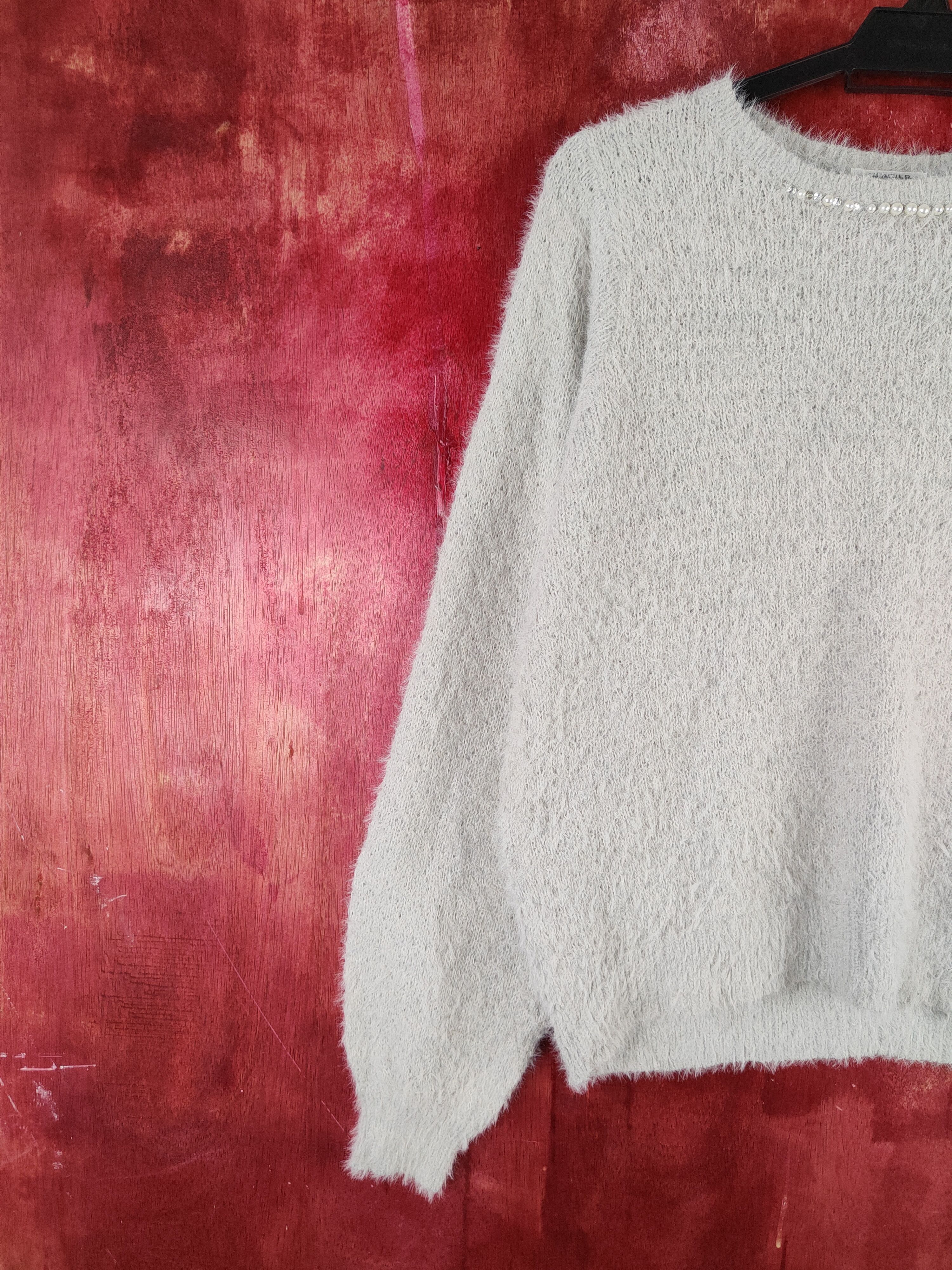 Homespun Knitwear Glacier Gray Shag Shaggy Fur Mohair Knitwear #S2028 Size M / US 6-8 / IT 42-44 - 3 Thumbnail
