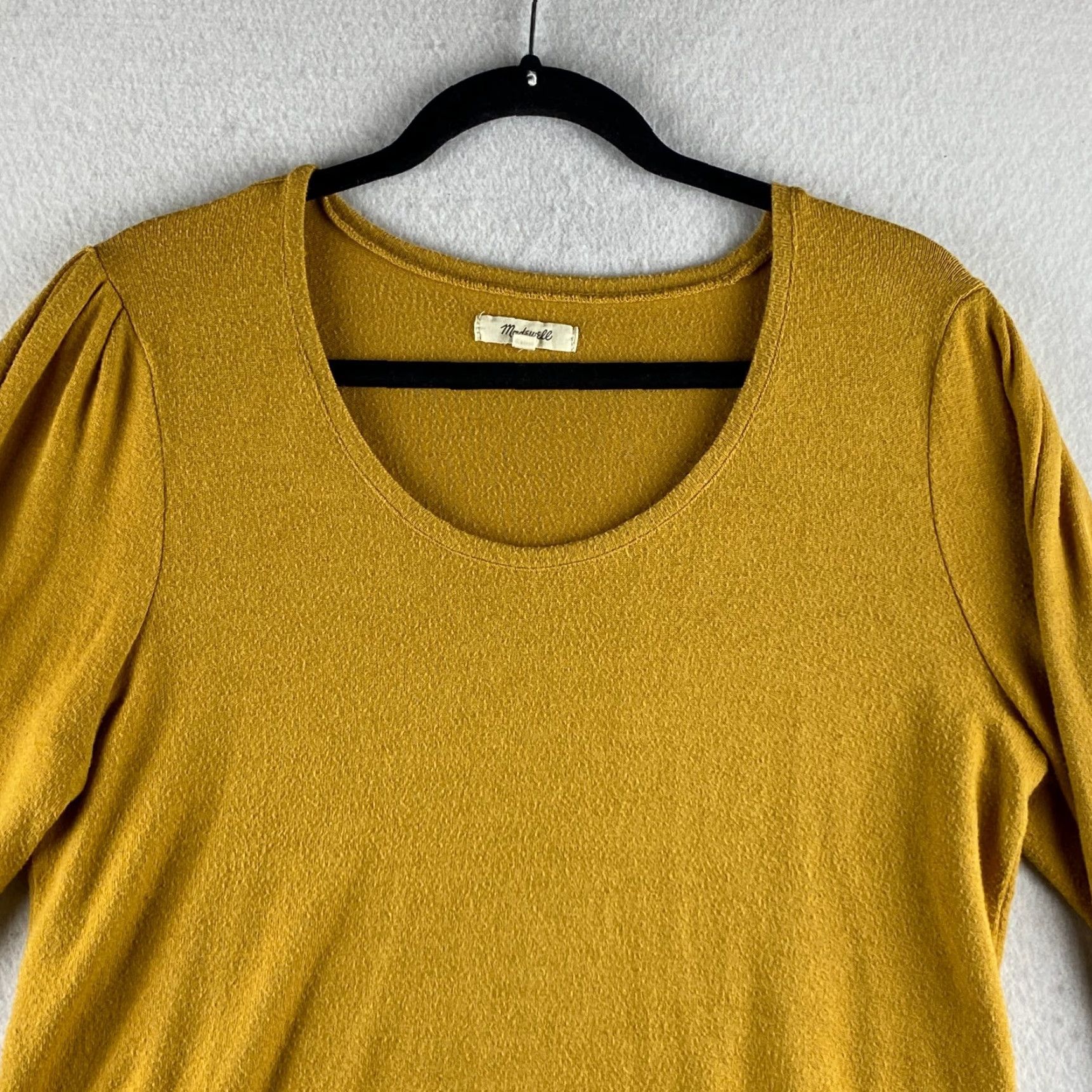 Madewell Madewell Sweater Womens Large L Yellow Puff Sleeve Scoop Neck Pullover Knit Lounge Casual All Seasons 4-Season Solid Modern Clothes Mens Womens Size L / US 10 / IT 46 - 2 Thumbnail