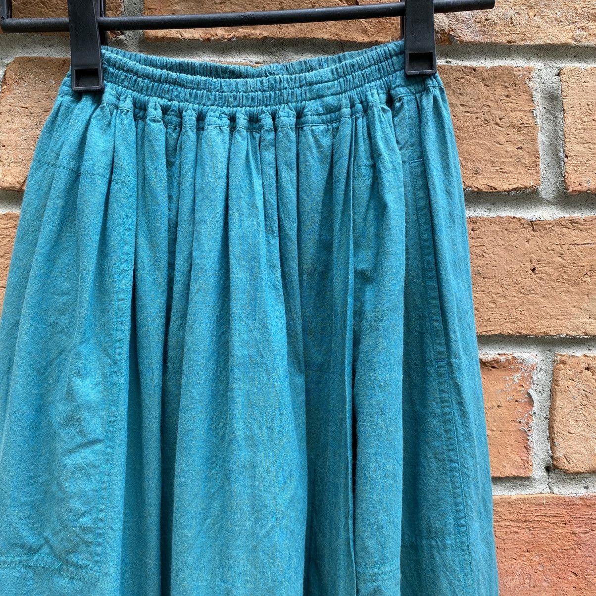 Issey Miyake Plantation Teal Cotton Midi Skirt Size 25" / US 0 / IT 36 - 7 Thumbnail