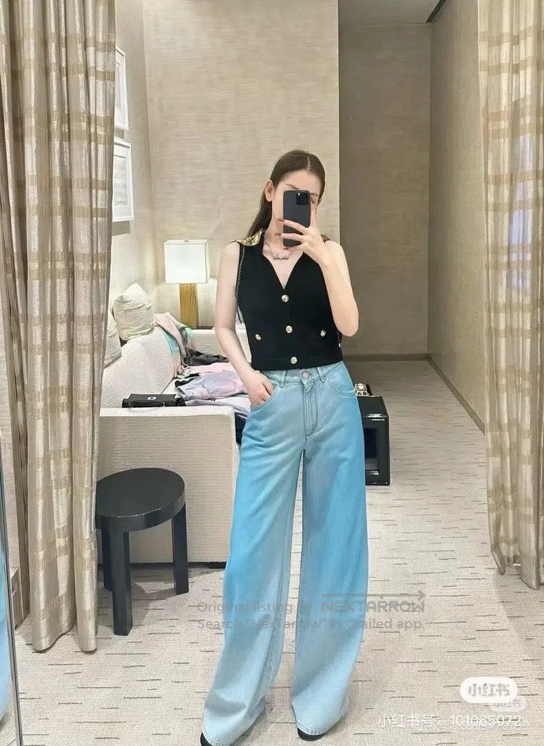 Chanel Chanel 24C blue gradient denim wide-leg trousers Size 42" / US 20 - 8 Thumbnail