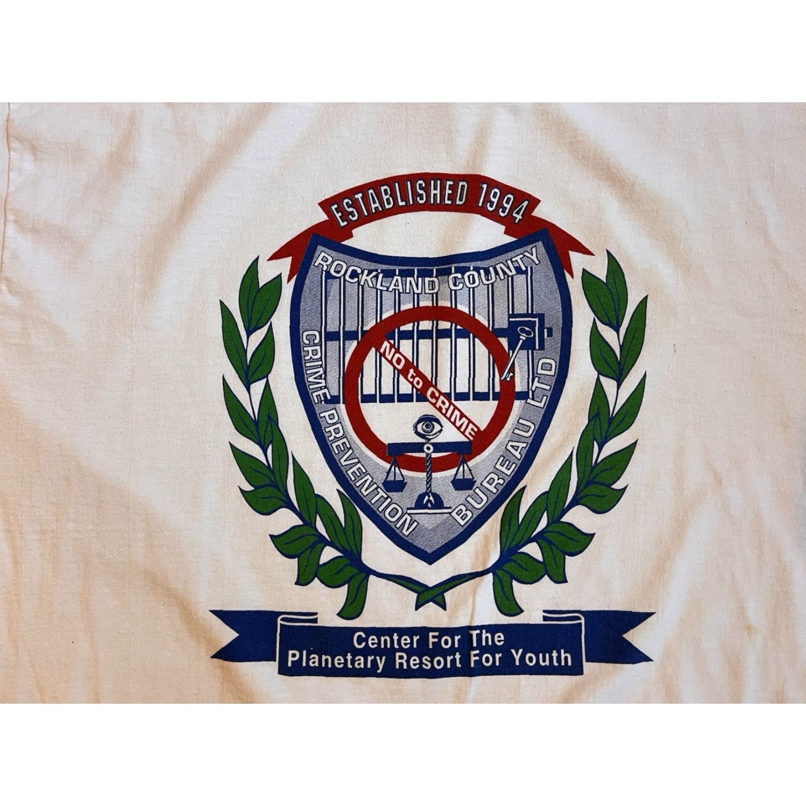 Jerzees VINTAGE Rockland County Crime Prevention Bureau Shirt Men’s XL White Jerzees T-Shirt Short Sleeve Police 90s Retro Graphic Print Mens Size US XL / EU 56 / 4 - 3 Thumbnail