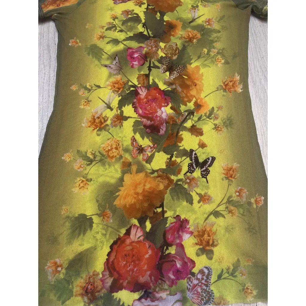 FUZZI Fuzzi Floral Mesh Dress (L) Size L / US 10 / IT 46 - 2 Thumbnail