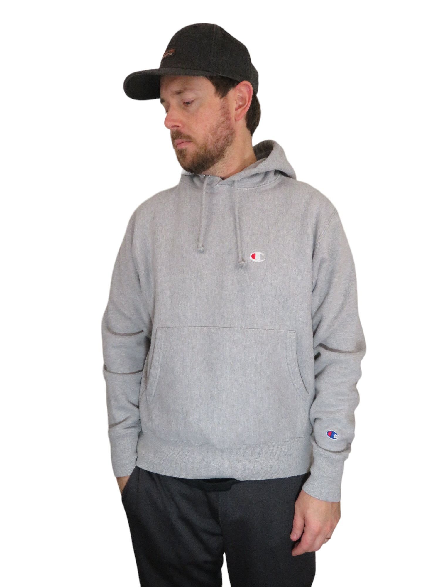 Vintage Champion Gray Hoodie Sweatshirt Full Zip RN#15763