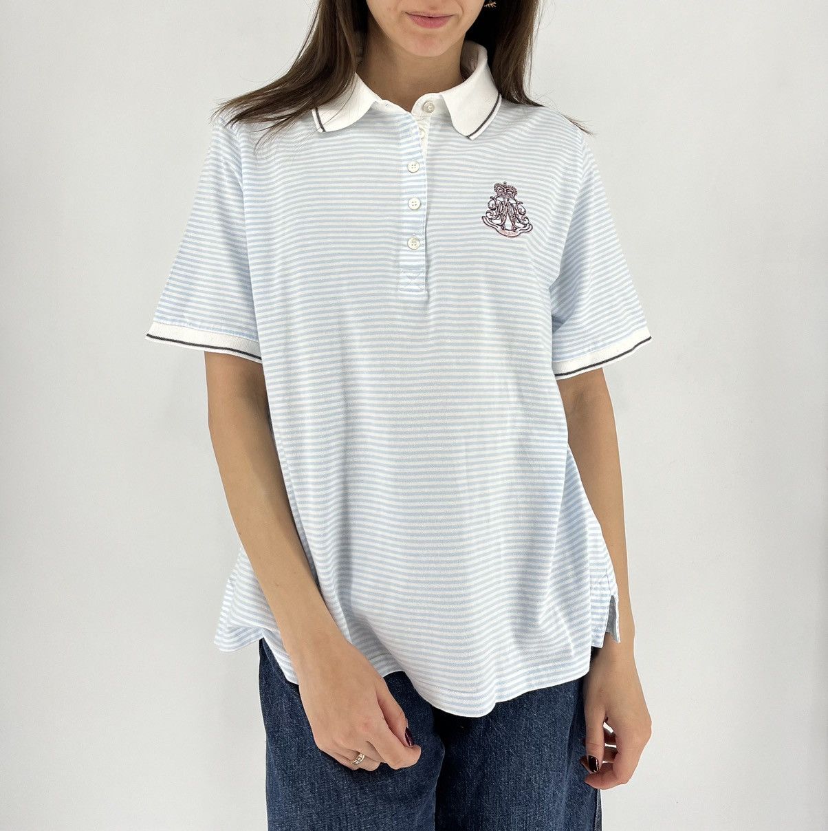 Bogner Bogner Premium Women’s Short Sleeve Striped Polo Shirt Size XXL / US 16-18 / IT 52-54 - 2 Thumbnail