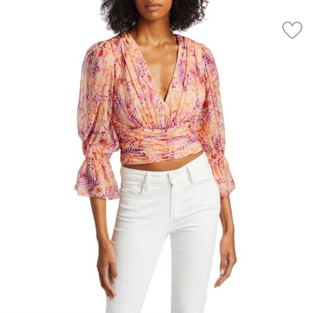 Amur EUC Amur Gitana Floral Silk Cropped Blouse Size S / US 4 / IT 40 - 7 Thumbnail