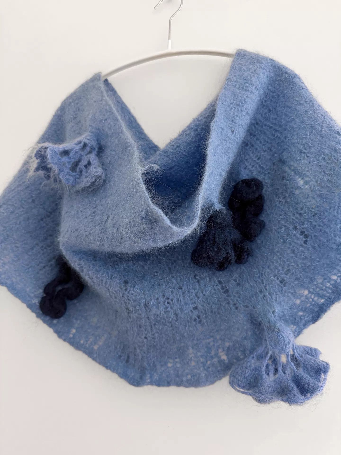Comme des Garcons CDG Sky Blue Light Knit Draped Flower Wool Shawl Size ONE SIZE - 5 Thumbnail