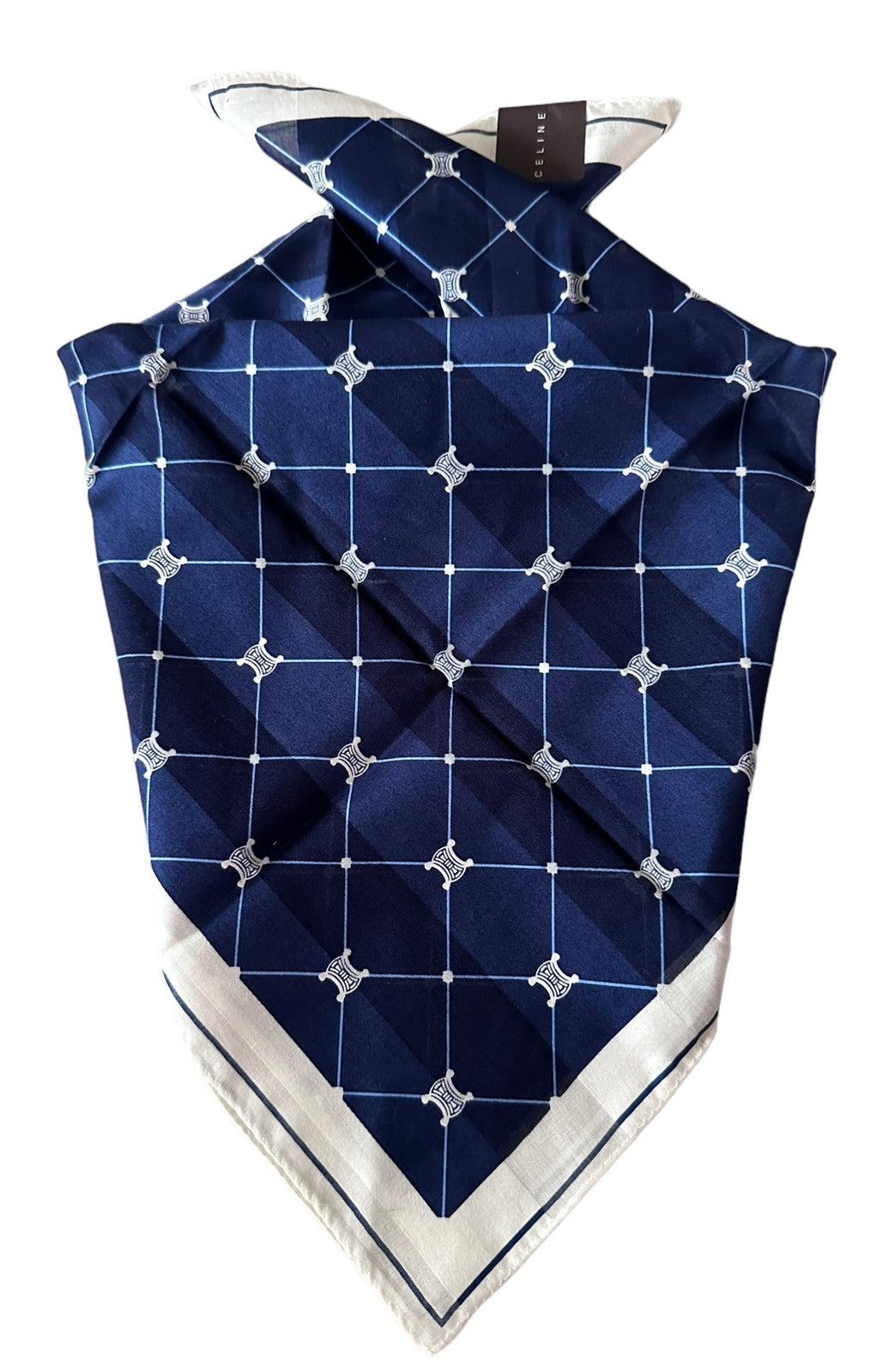 image of Celine Monogram Handkerchief / Bandana / Pocket Square in Blue, Men's
