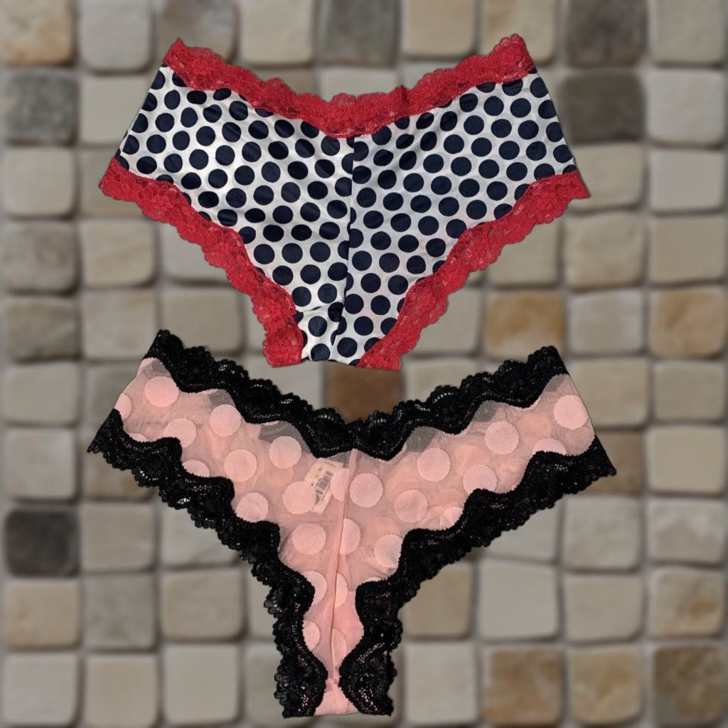 Vintage Victoria Secret Maidenform Hipster Cheeky Panties S Pink Black Women’s S Stretch Size 28" / US 6 / IT 42 - 1 Thumbnail