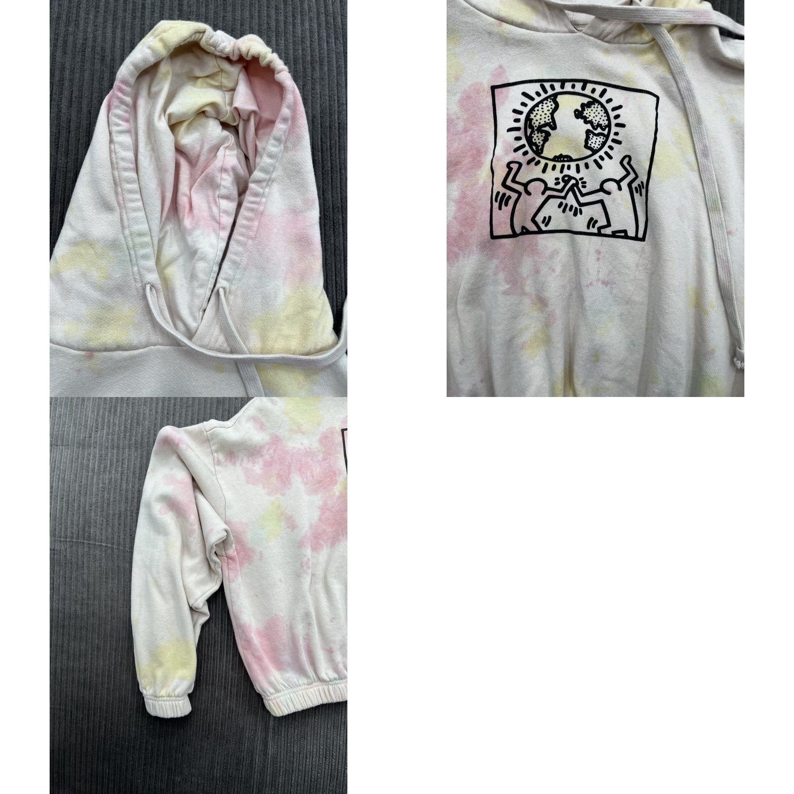Vintage Keith Haring Women Sweater Size Large Tie Dye Long Sleeve Crop Hoodie Size L / US 10 / IT 46 - 8 Thumbnail