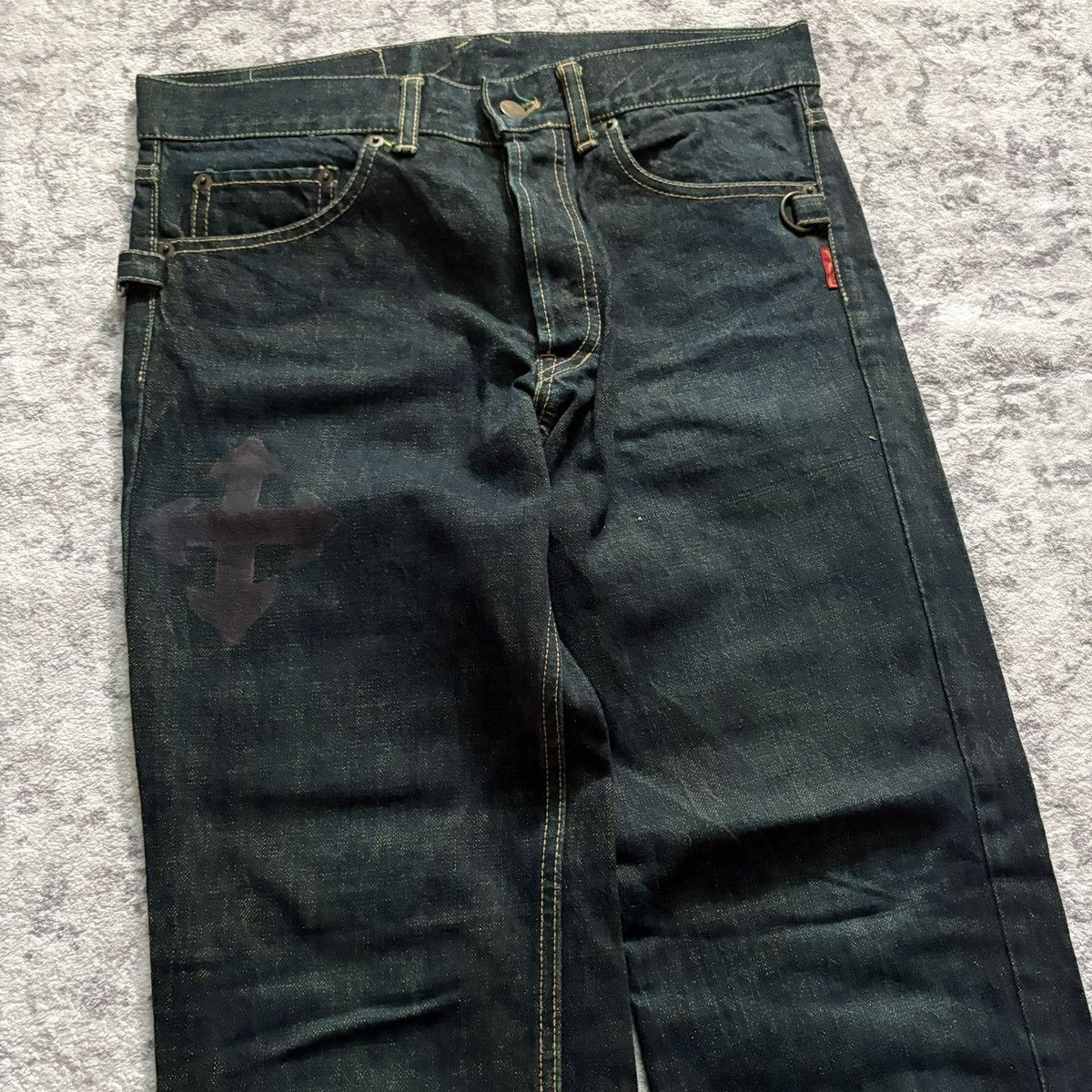 Beauty Beast Beauty:Beast Cross Arrow Print Denim Jeans Dark Green | 3 Size US 32 / EU 48 - 3 Thumbnail