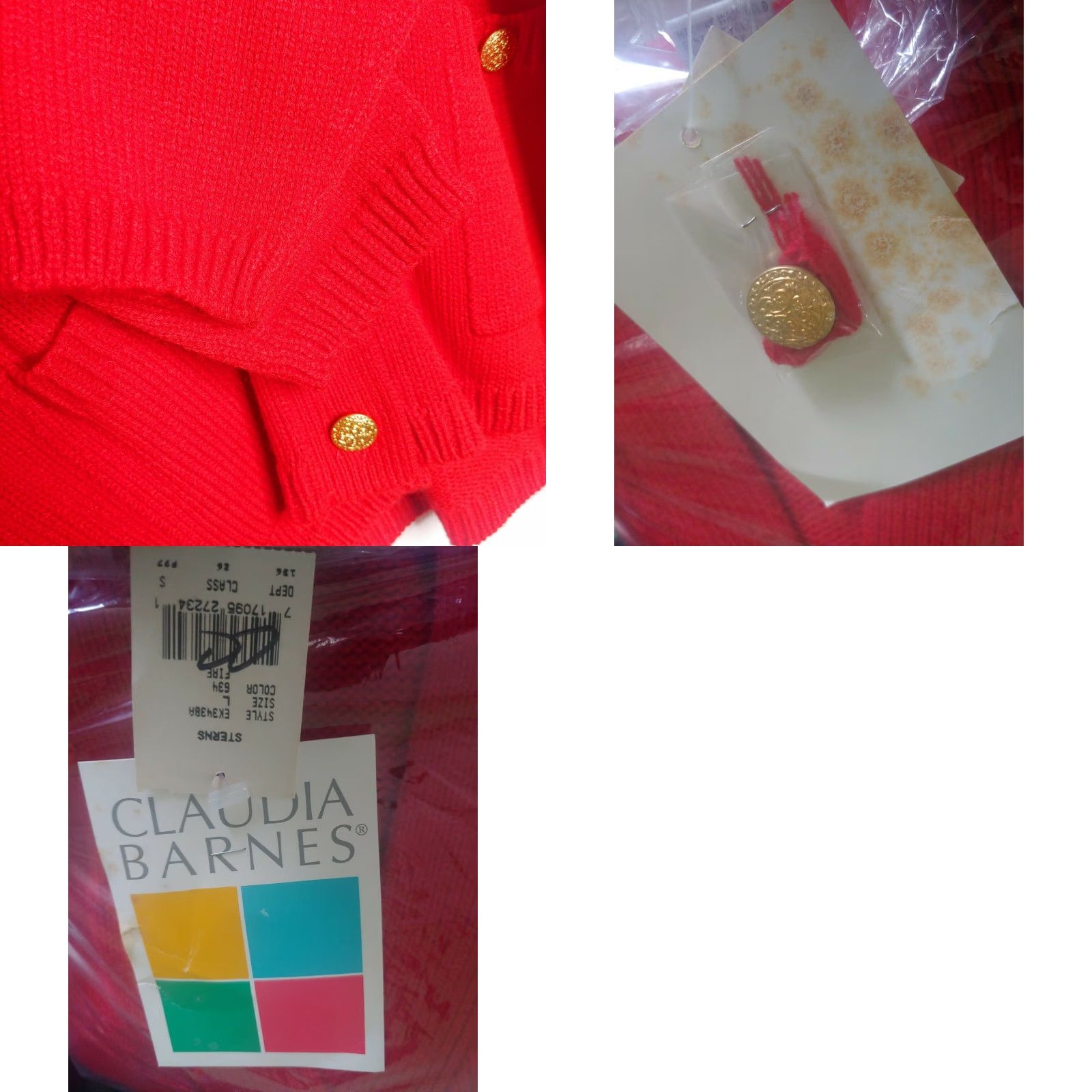 Vintage VINTAGE Claudia Barnes Cardigan L Red NWT Gold Button 1990s Sweater Preppy Womens Size L / US 10 / IT 46 - 8 Thumbnail