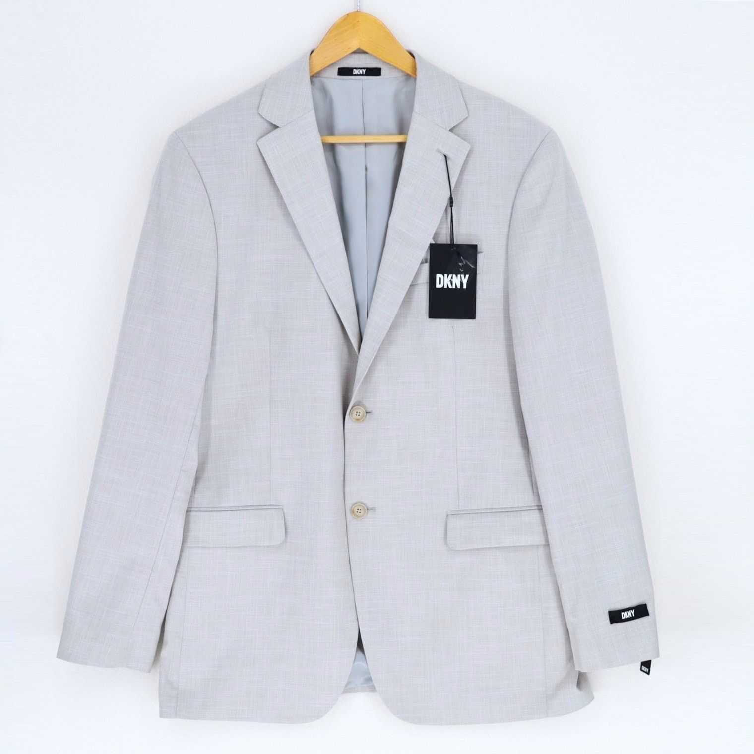 DKNY DKNY Men's Light Grey Stretch Modern-Fit Suit Jacket 42L Size 42L - 2 Thumbnail