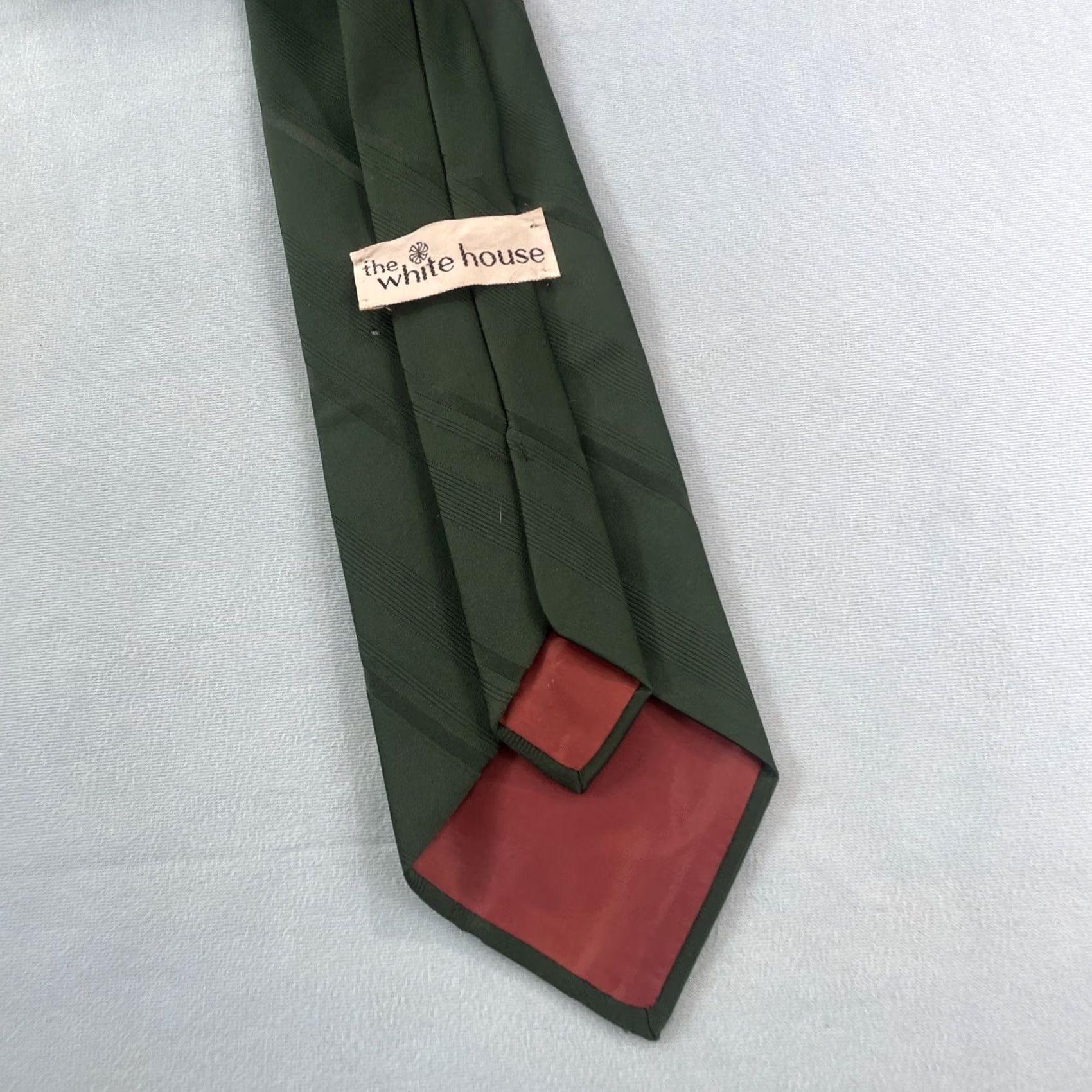 Vintage VINTAGE The White House Necktie Silk Tie Solid Green Repp Stripe Capsule 4x56 Men Tie Size ONE SIZE - 5 Thumbnail