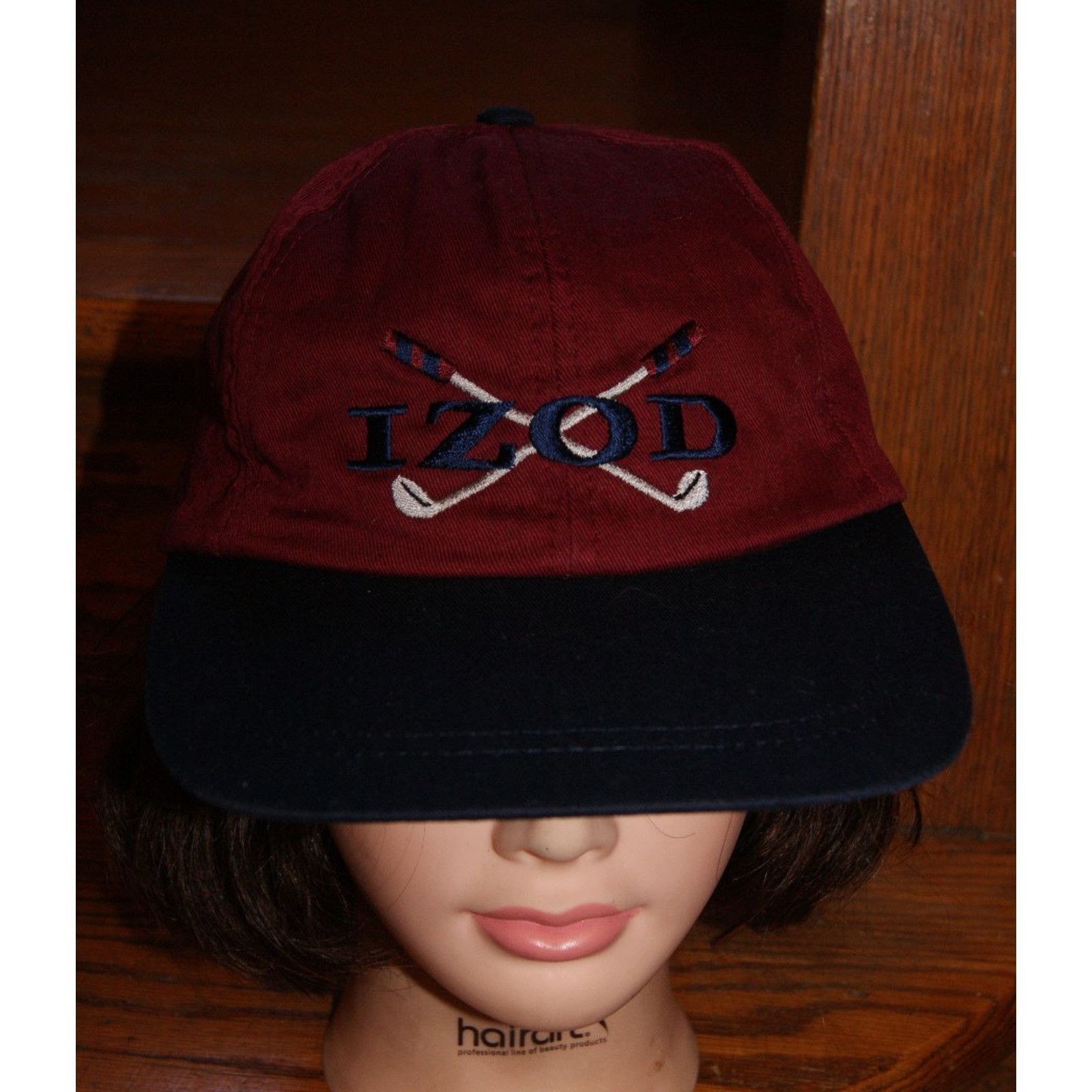 Izod VTG Izod Maroon Golf Clubs Logo Cap Hat Leather Strapback Size ONE SIZE - 1 Thumbnail