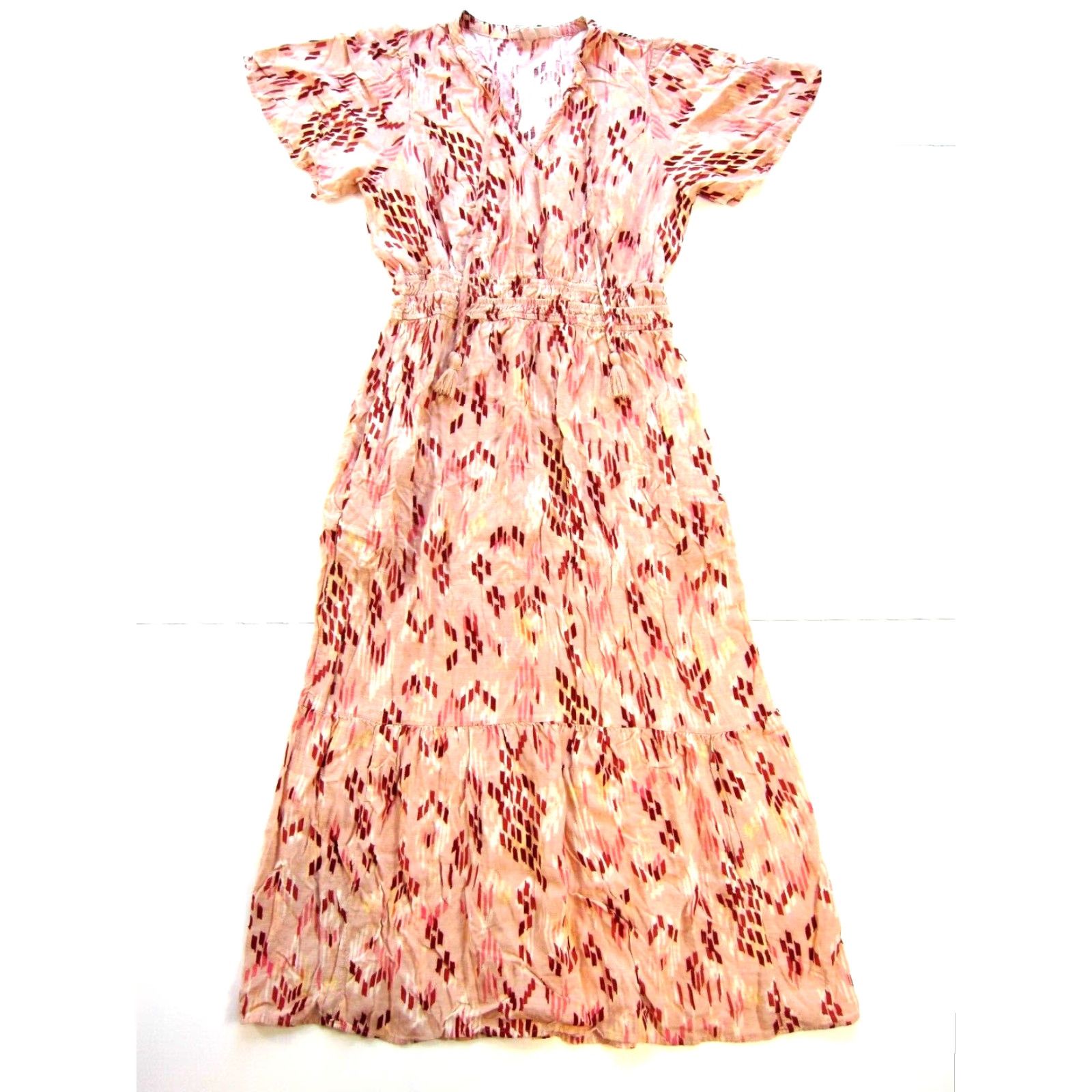 Vintage VINTAGE Knox Rose Pink Rayon Short Sleeve Pocket Long Fit & Flare Maxi Dress Small Size 28" / US 6 / IT 42 - 2 Thumbnail