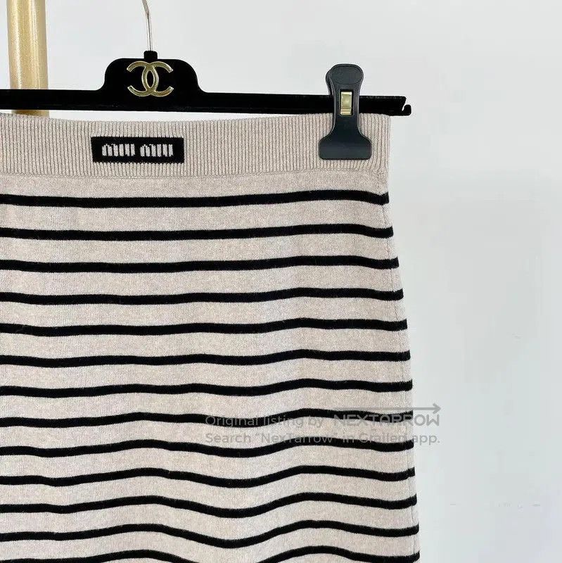 Miu Miu Miu Miu Striped Cotton Mini Skirt in Gray . Size 29" - 3 Thumbnail