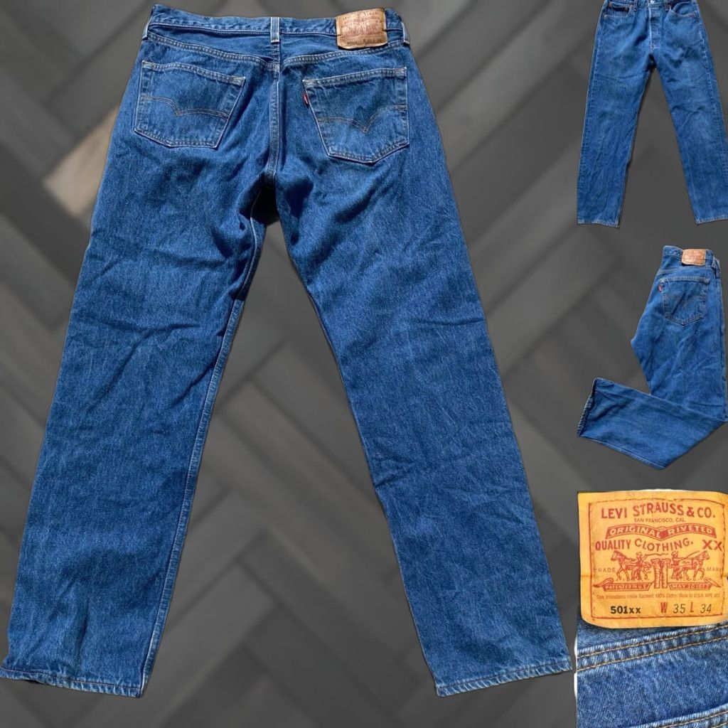 VINTAGE Levi’s 501 Jeans Levi's 501XX USA W 33 L 31.5 5-Pocket Design Jeans Mens Blue Denim USA Cowboy 501 XX Vintage