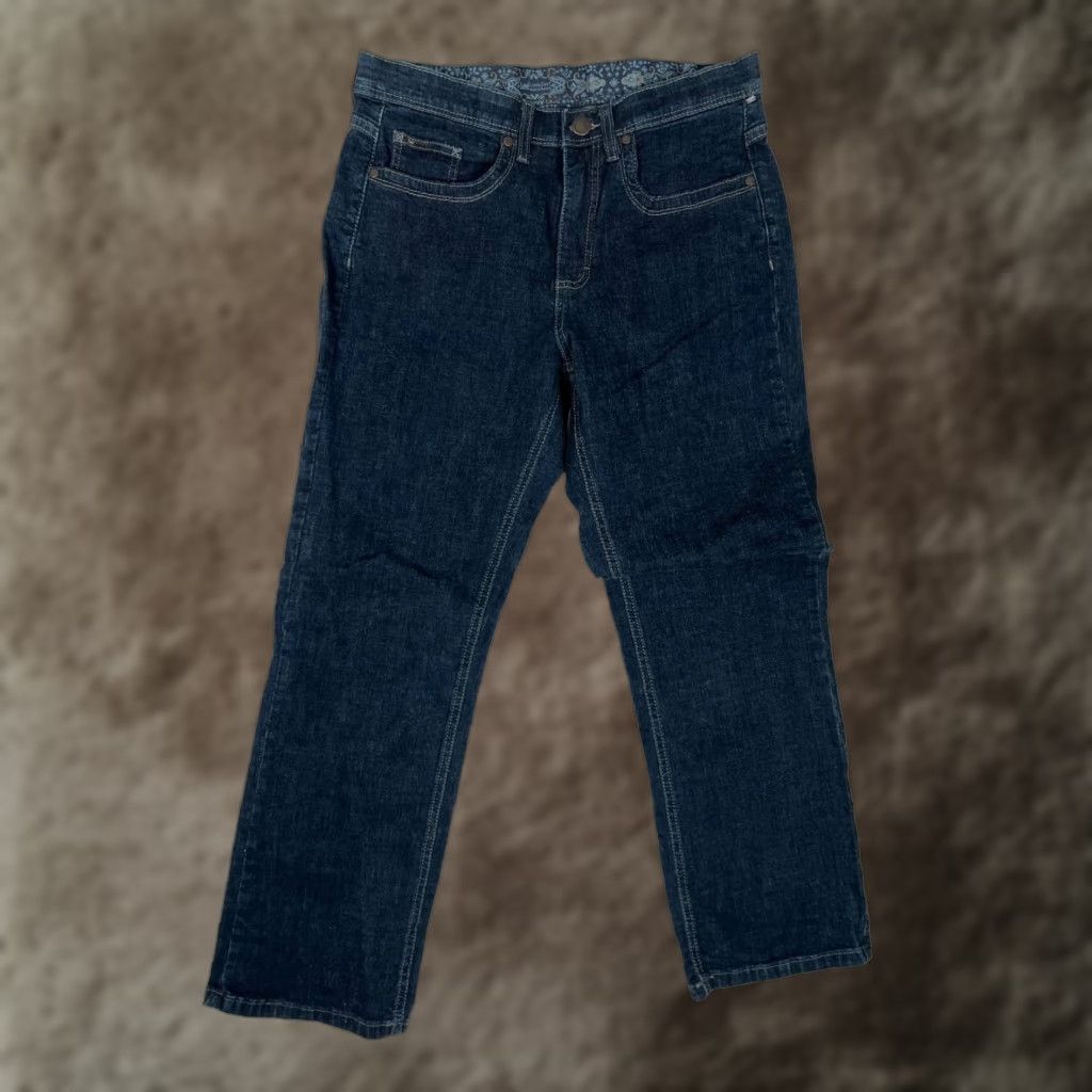 Lee Lee Jeans Womens 10 Petite Blue Dark Wash Straight Leg Comfort Stretch Denim Jeans Size 32" / US 10 / IT 46 - 1 Thumbnail