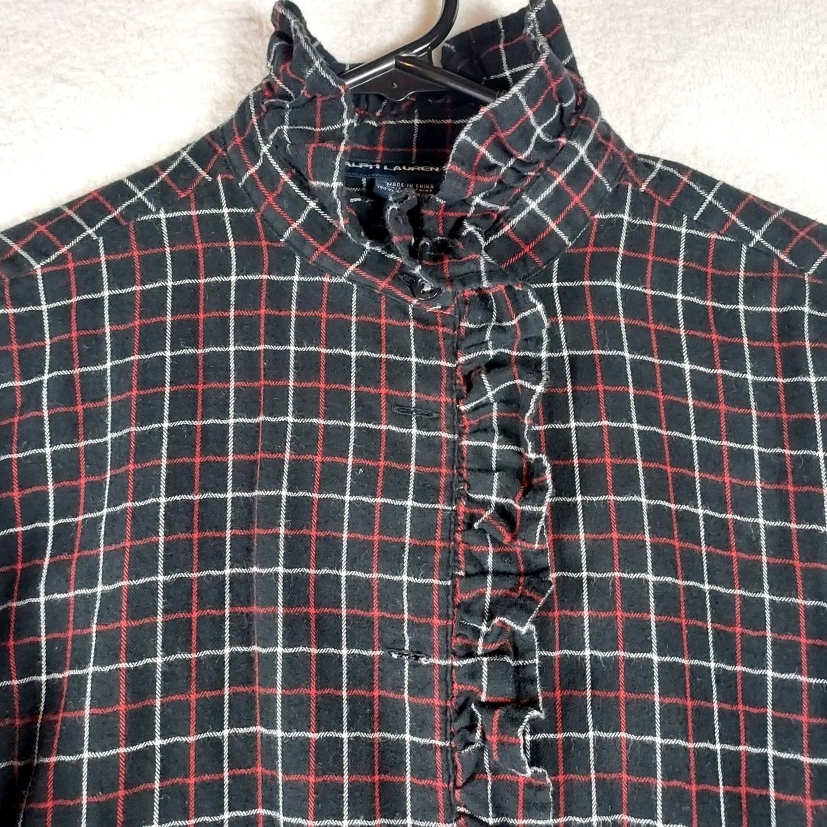 Ralph Lauren Ralph Lauren Sport Women’s Plaid Ruffle Long Sleeve Cotton Blouse Size 10 Blue Shirt Womens Regular Casual Size L / US 10 / IT 46 - 3 Thumbnail