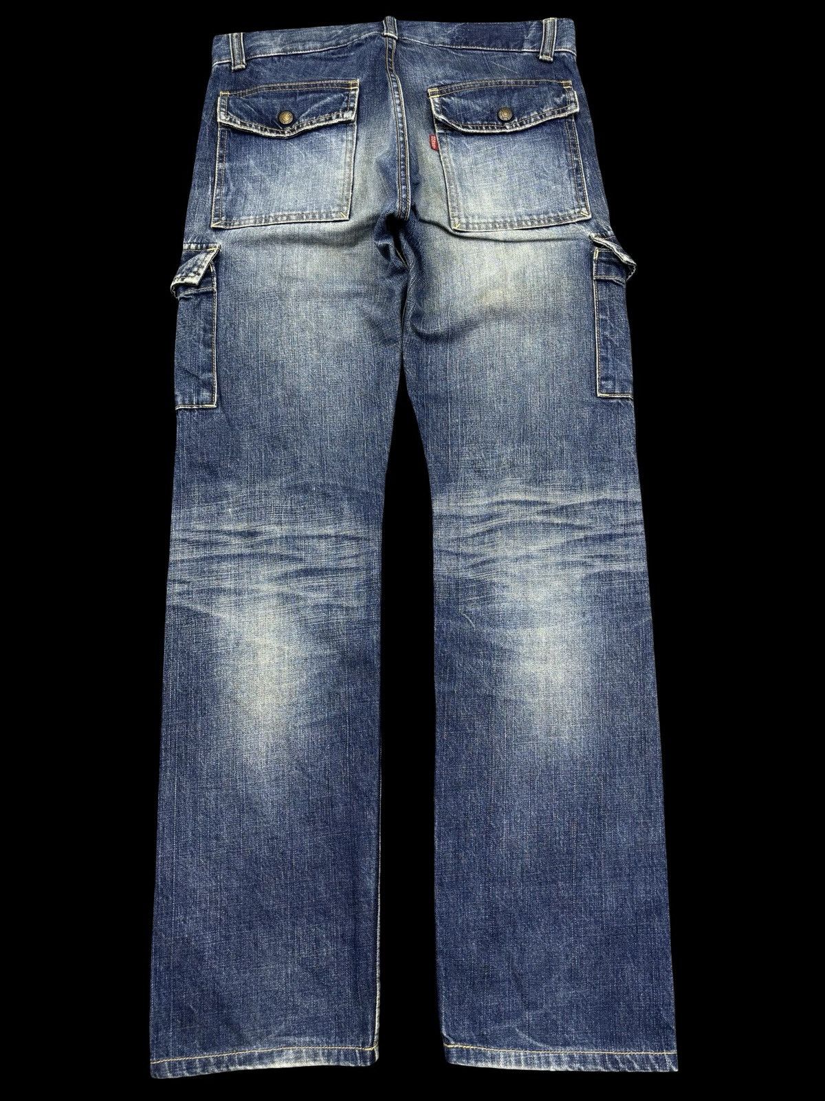Japanese Brand 💥Thrashed💥Vtg Gowest heavy Distressed Cargo Denim F977 Size US 32 / EU 48 - 2 Thumbnail