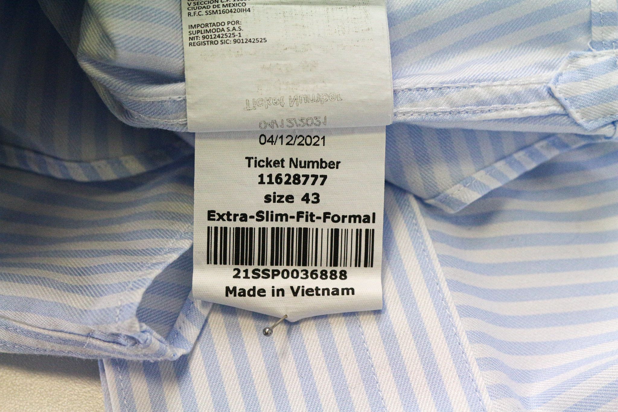 Suitsupply TRAVELLER 43 Extra Slim Blue Cotton Stripes Shirt 76363 Size 44R - 7 Thumbnail