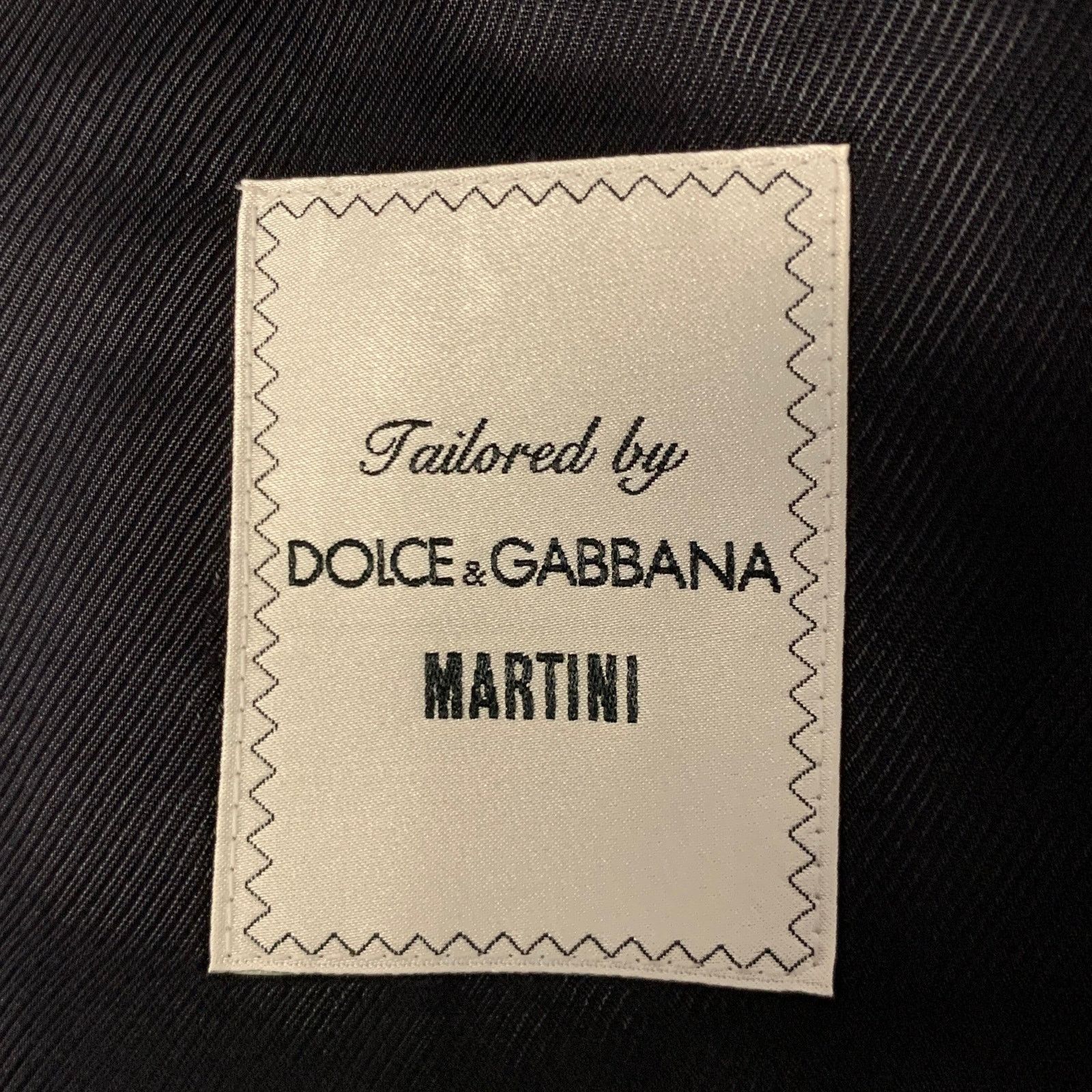 Dolce & Gabbana DOLCE & GABBANA 38 Navy Wool Blend Notch Lapel Slim Fit Suit Size 38S - 6 Thumbnail