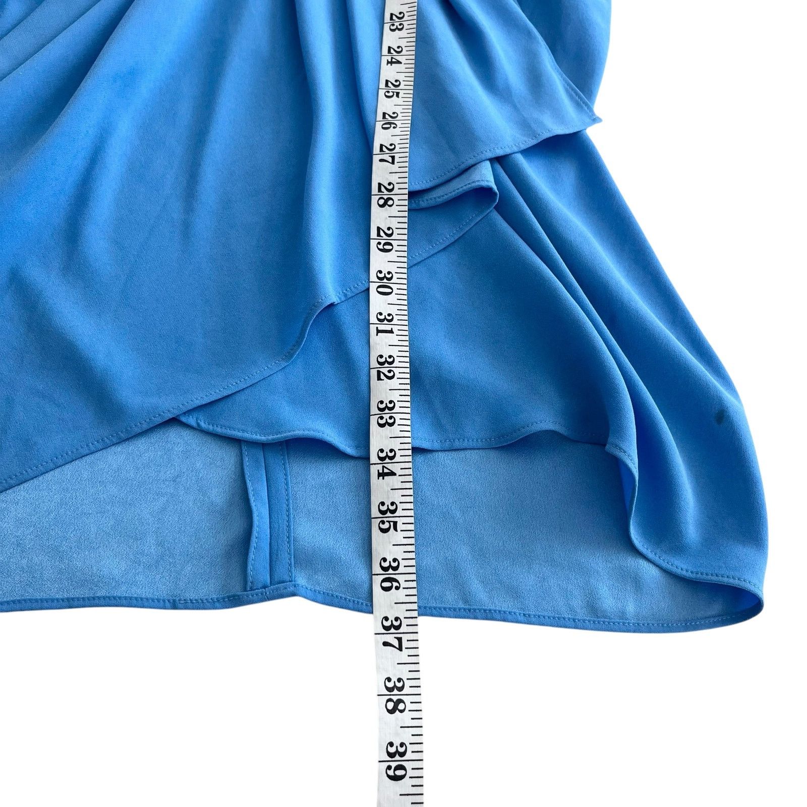 Iro IRO Garm Blue Faux Wrap Draped V-Neck Crepe Mini Dress Size M / US 6-8 / IT 42-44 - 7 Thumbnail