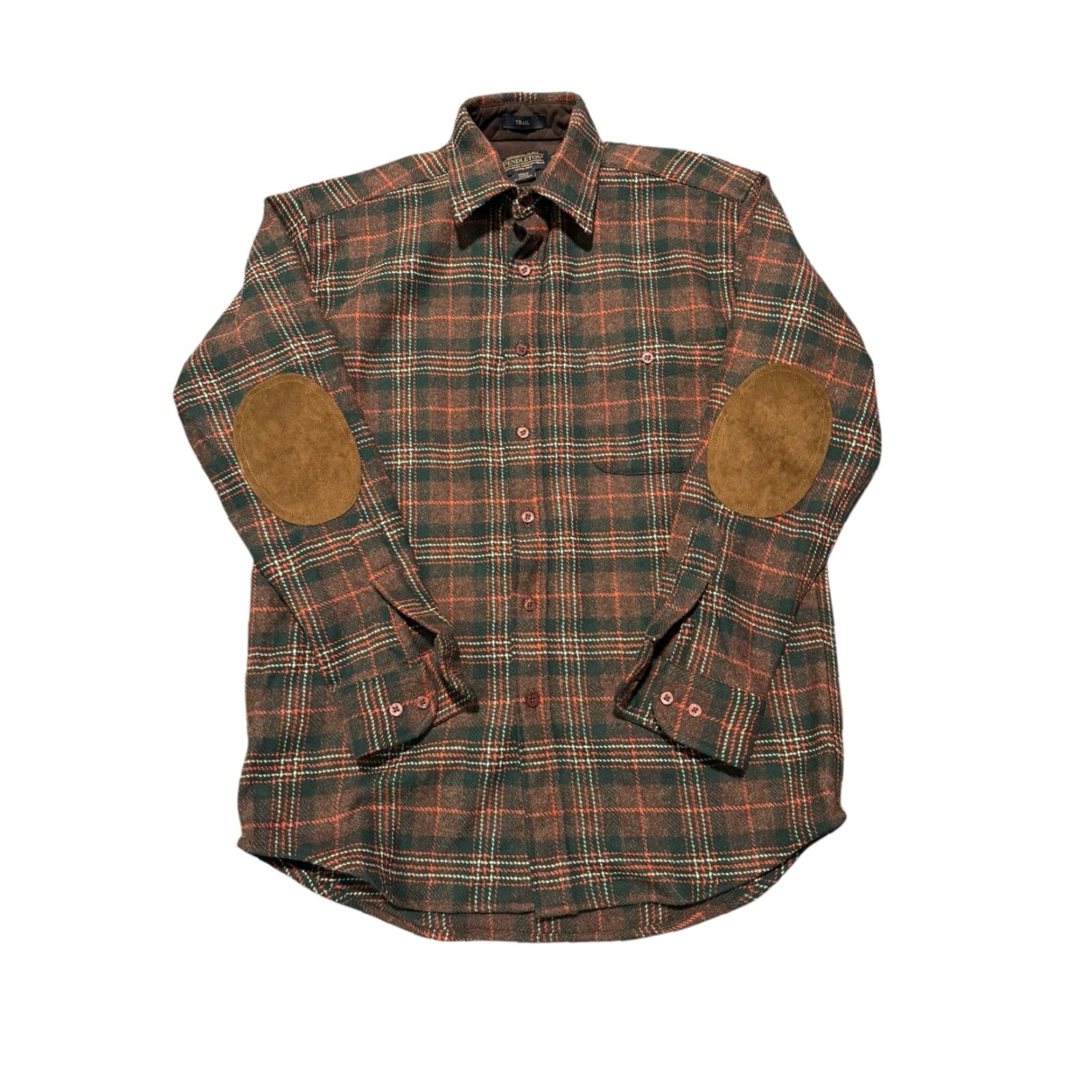 Pendleton Pendleton Trail Shirt Wool Plaid Multi Brown Flannel Suede Elbow Patches Men S Shirt Size S Size US S / EU 44-46 / 1 - 2 Thumbnail