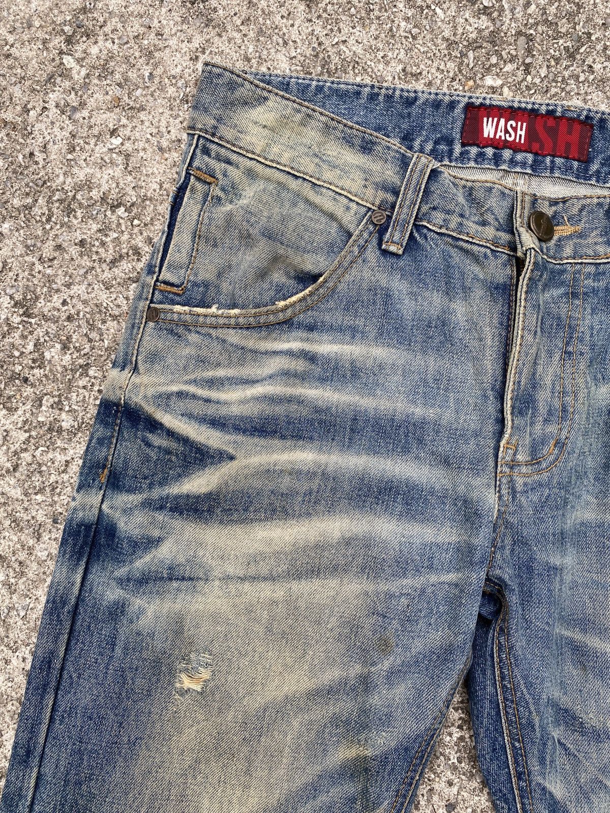 Japanese Brand 2000s - Wash & Wash Rusty Distressed Claws Mark Jeans Size US 32 / EU 48 - 10 Thumbnail