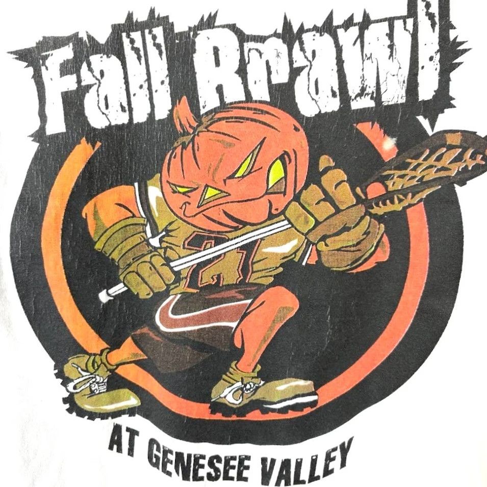 Gildan VINTAGE Lacrosse Fall Brawl T Shirt Mens Size Medium White Y2K Genesee Valley Halloween Pumpkin Size US M / EU 48-50 / 2 - 5 Thumbnail