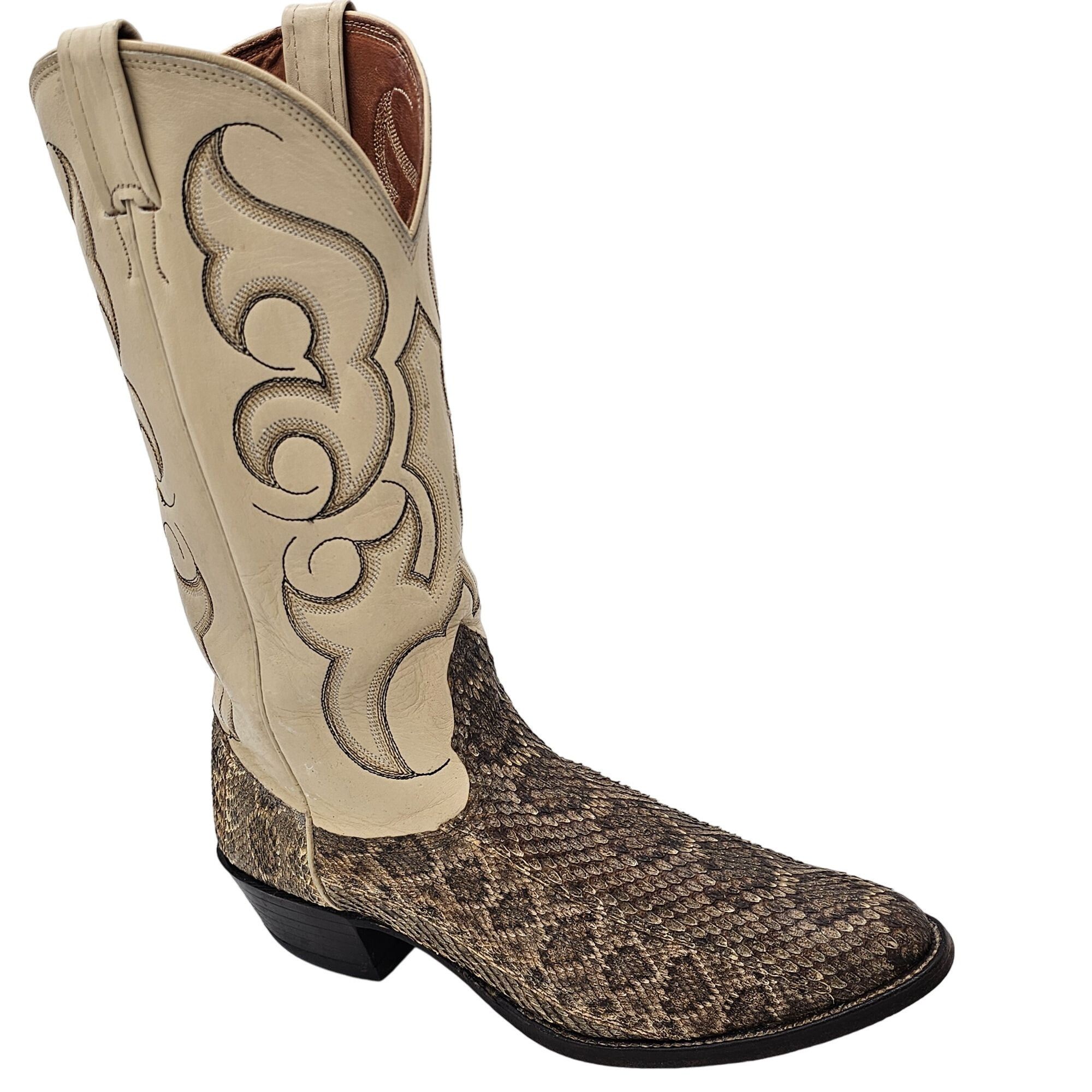 Vintage Nocona Boots Exotic Diamondback Rattlesnake Cowboy Footwear
