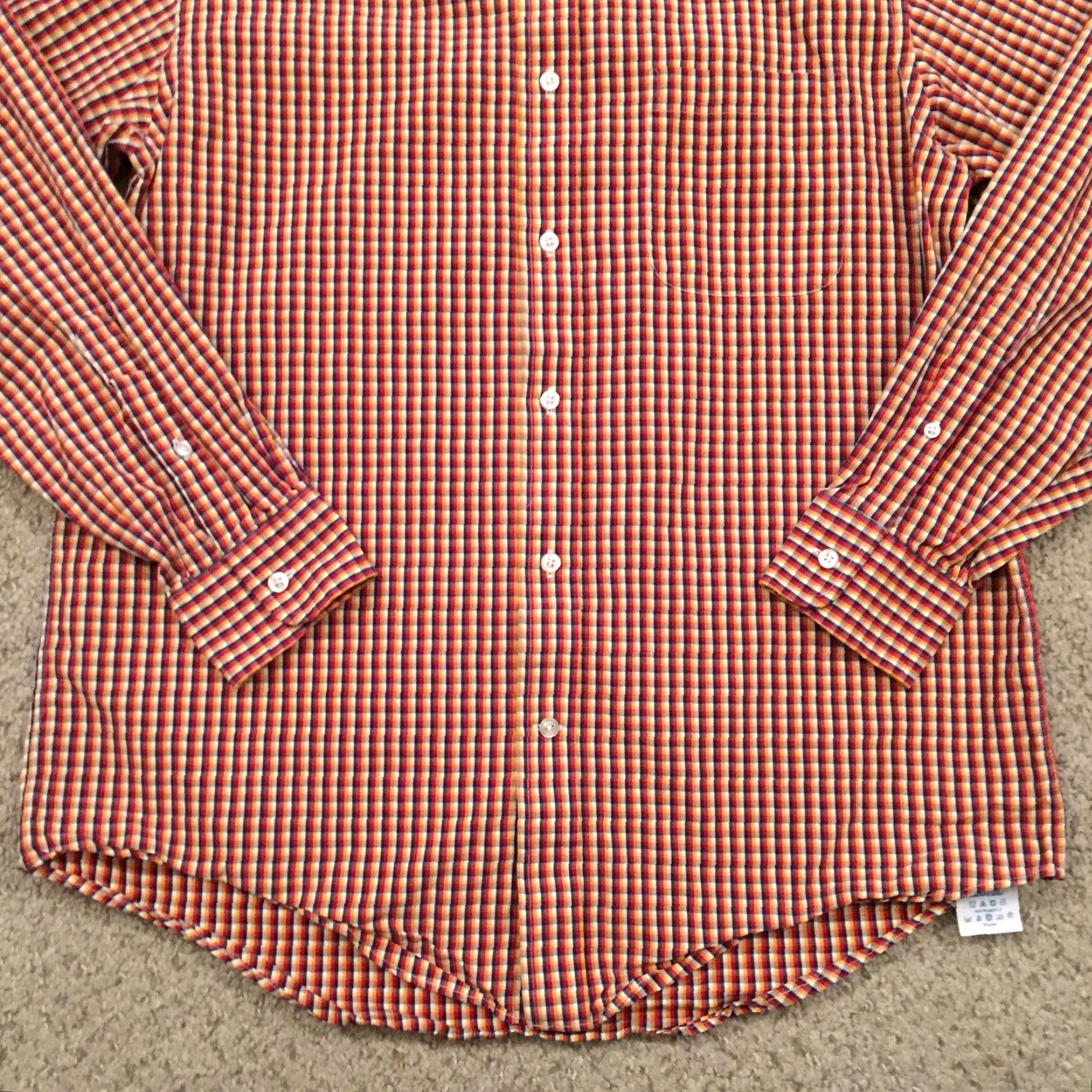 Lands' End Lands End Shirt Mens 15.5 Red Yellow Blue Plaid Long Sleeve Button Up Size US L / EU 52-54 / 3 - 4 Thumbnail