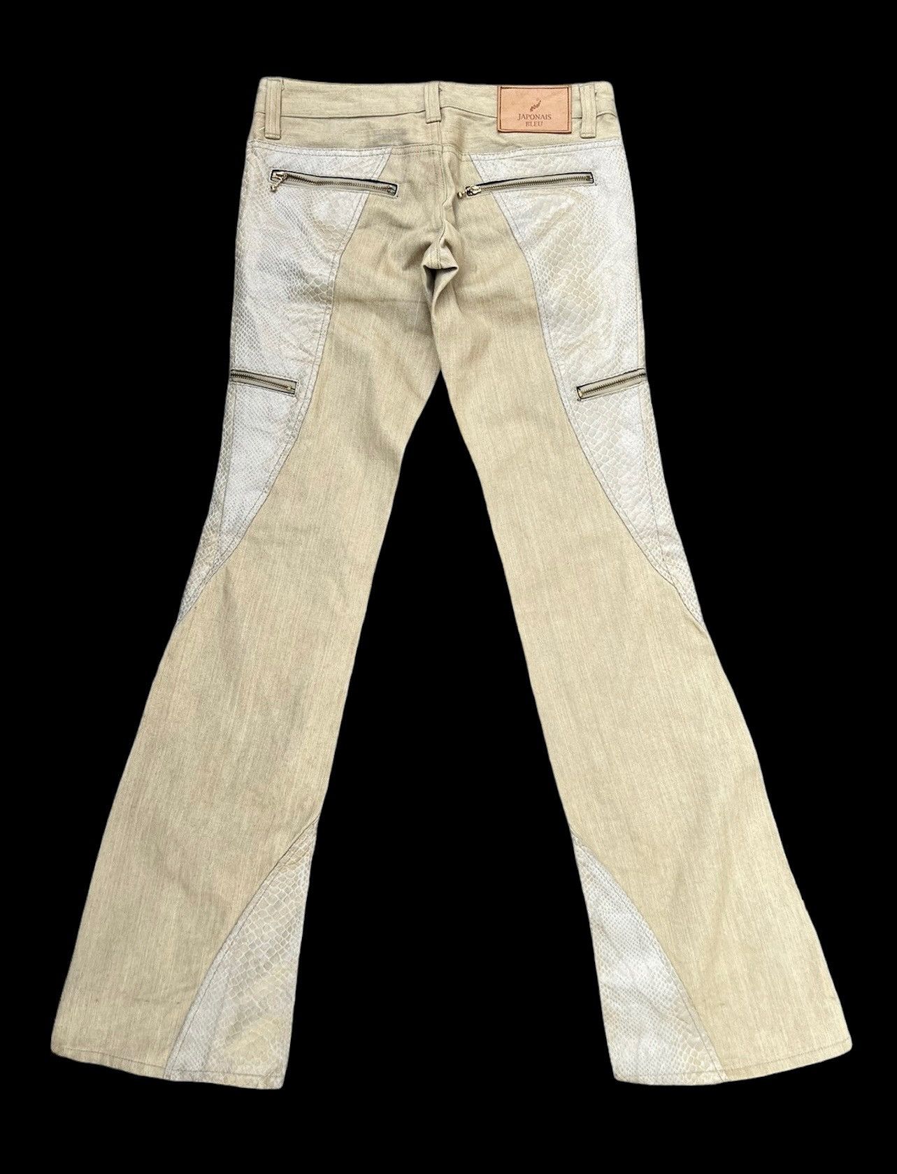 Vintage JAPONAIS BLEU Japan Snake Scales Zipper Flare Jeans Size US 28 / EU 44 - 2 Thumbnail