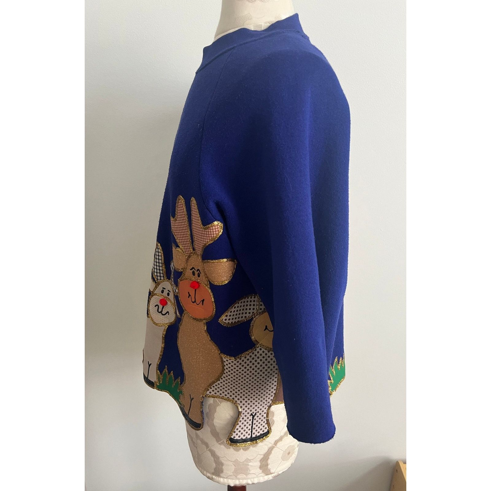Fruit Of The Loom Lani Chilton Womens Custom HandPainted Reindeer Sweatshirt L Size L / US 10 / IT 46 - 5 Thumbnail