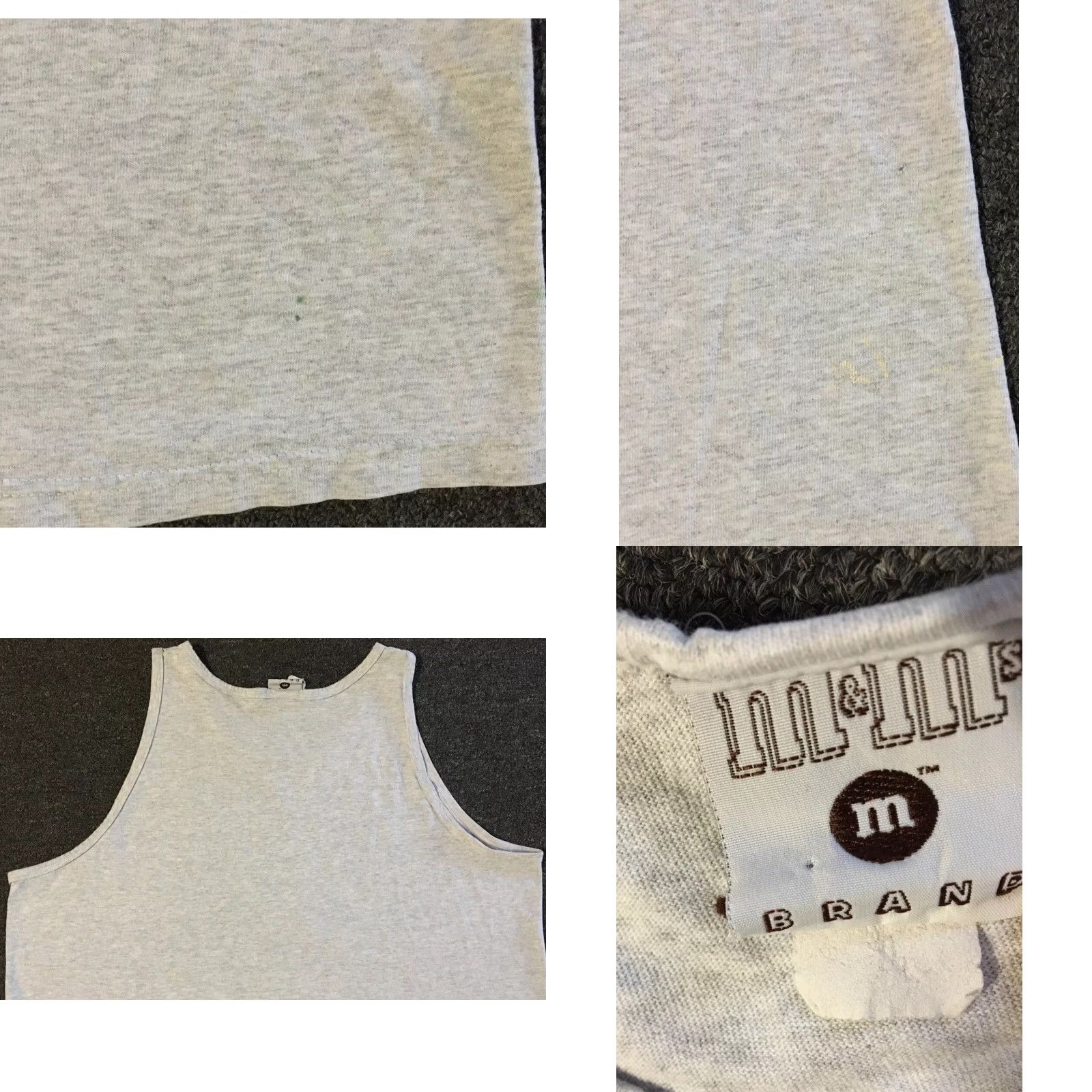 CHOCOOLATE VINTAGE 90s M&Ms Candy Athletic Dept Faded Tank Top M L Gray Cotton Cartoon Boxy Graphic Tee Men US 80s Grunge Funny Joke Snacks Size US M / EU 48-50 / 2 - 10 Thumbnail