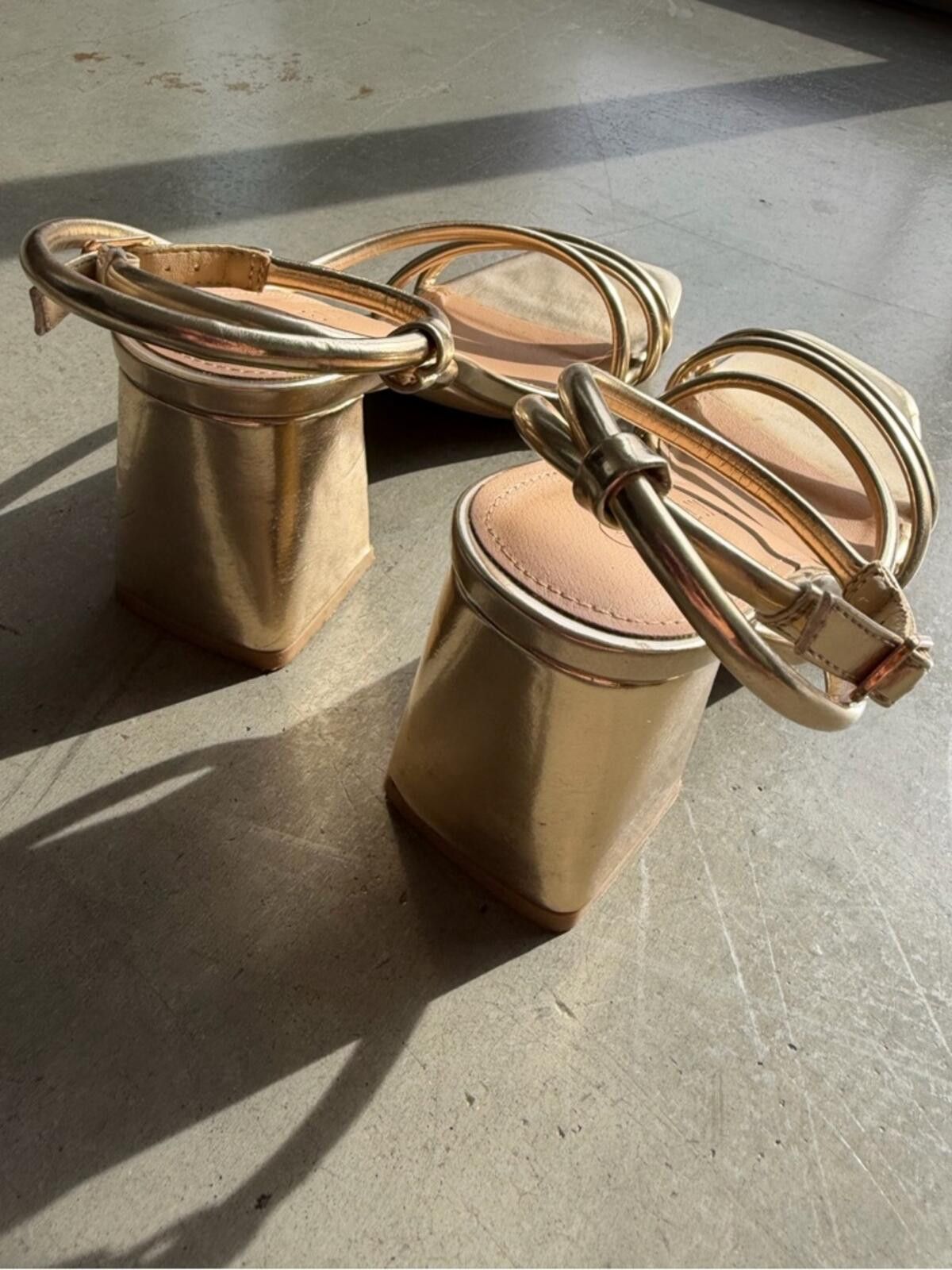 Other ASOS Gold Strappy Heels / Block Heel Sandals Size US 6.5 / IT 36.5 - 10 Thumbnail