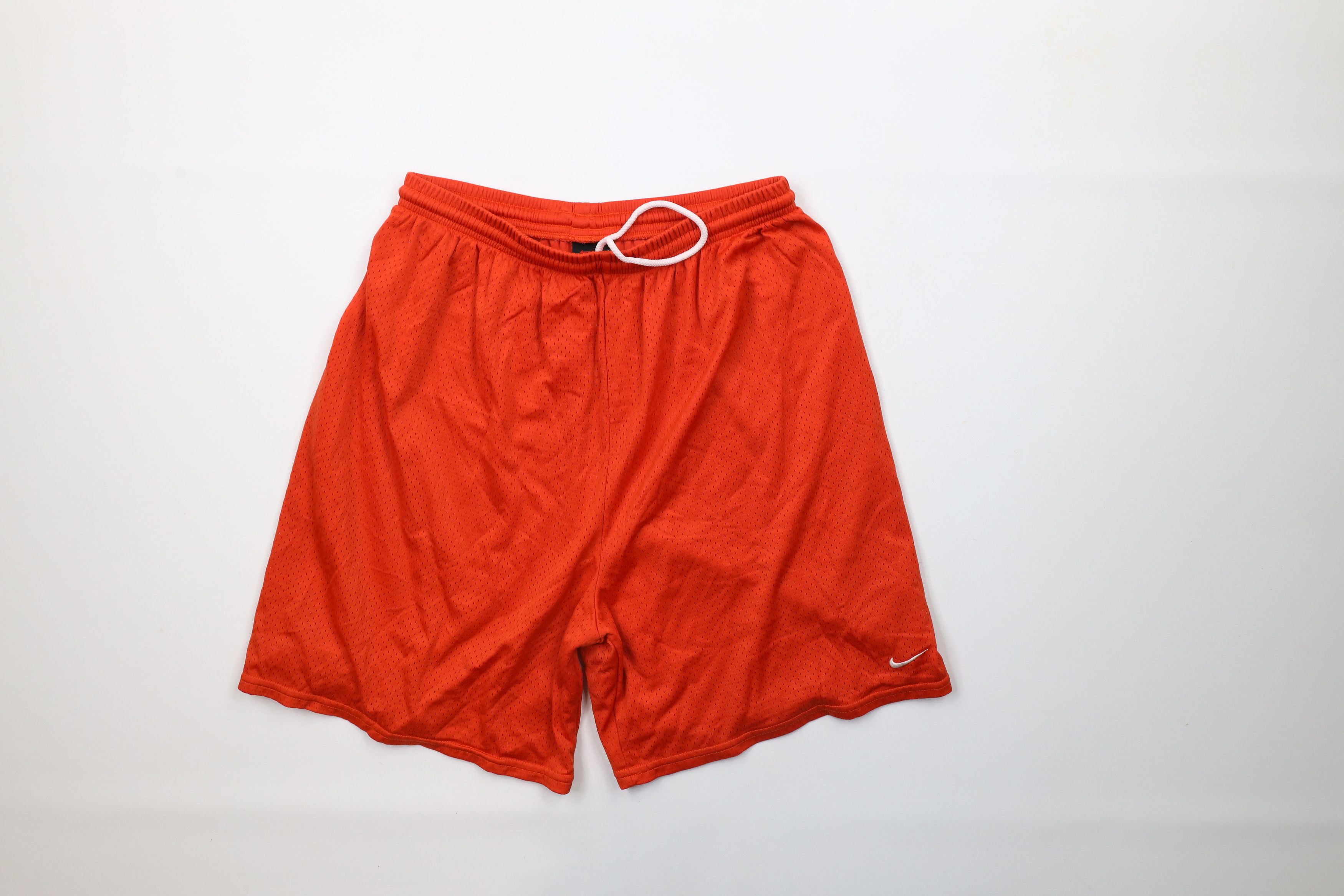 Nike × Vintage Vintage 90s Nike Mini Swoosh Above Knee Mesh Shorts Orange Size US 32 / EU 48 - 1 Thumbnail