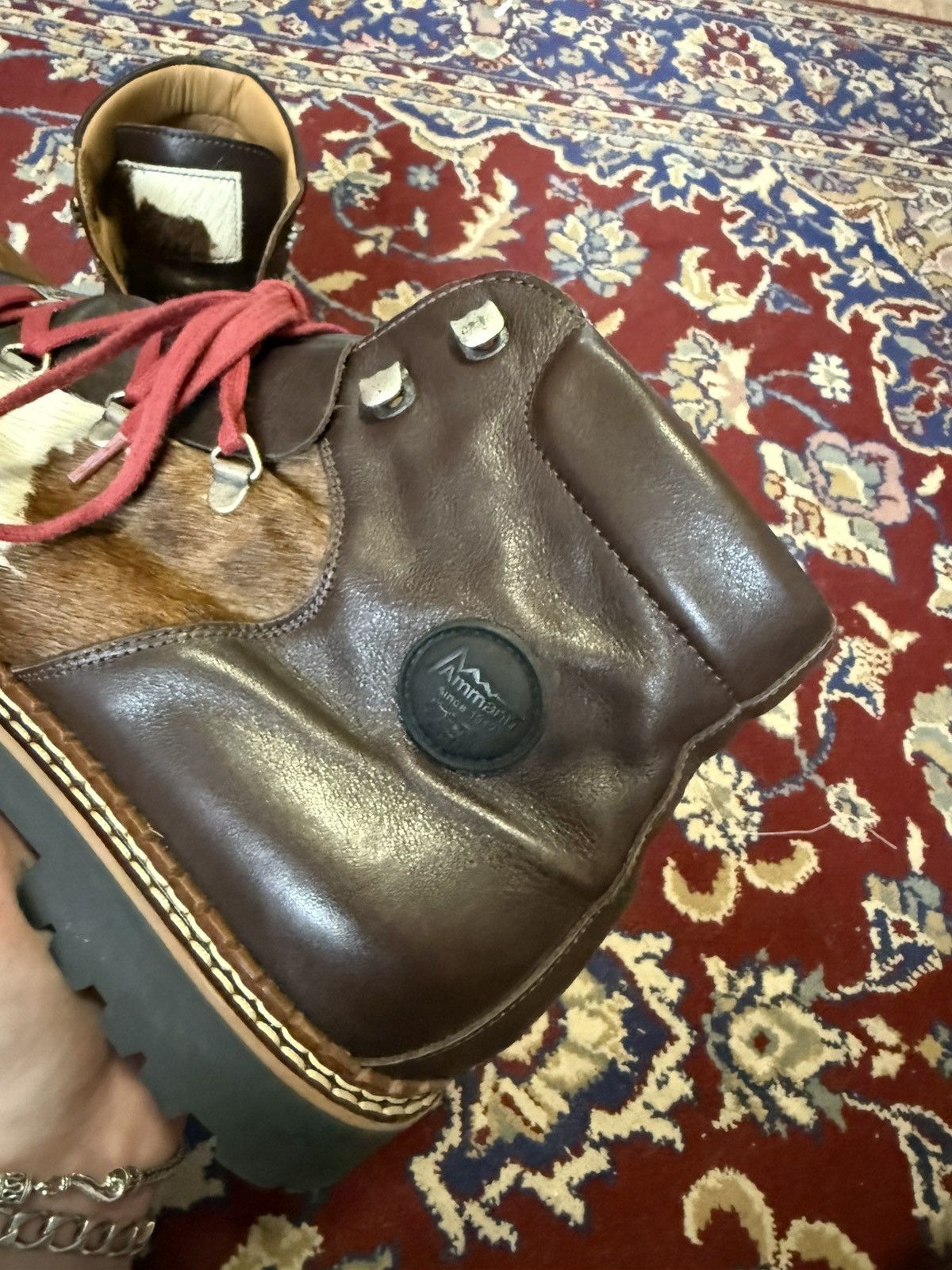 Genuine Leather Ammann Cow Fur Leather Boots Size 44 Mens Made in Italy Size US 10.5 / EU 43-44 - 6 Thumbnail